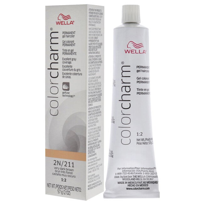 Color Charm Permanent Hair Color Gel - 2N 211 Very Dark Brown by Wella for Unisex - 2 oz Hair Color, , alternate image number null