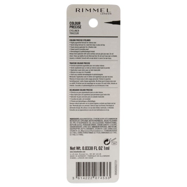 Color Precise Eyeliner - 001 Black by Rimmel London for Women - 0.033 oz Eyeliner, , alternate image number null