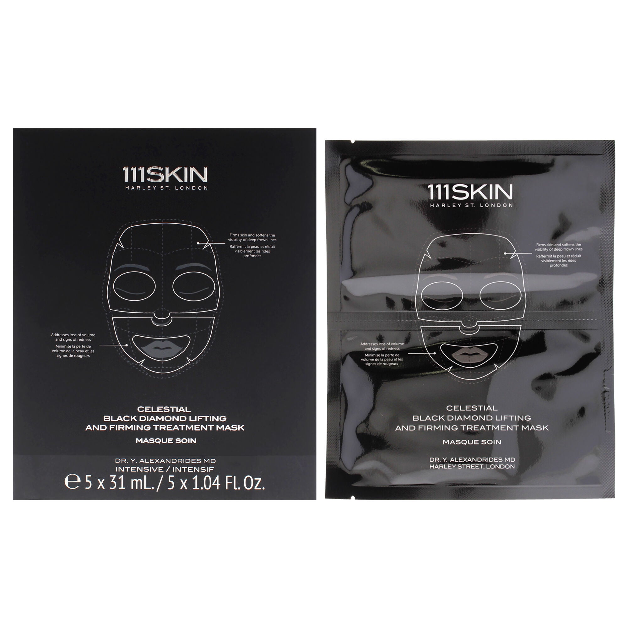 Celestial Black Diamond Lifting and Firming Treatment Mask by 111Skin for Unisex - 5 Pc Mask, See Description, hi-res image number 0