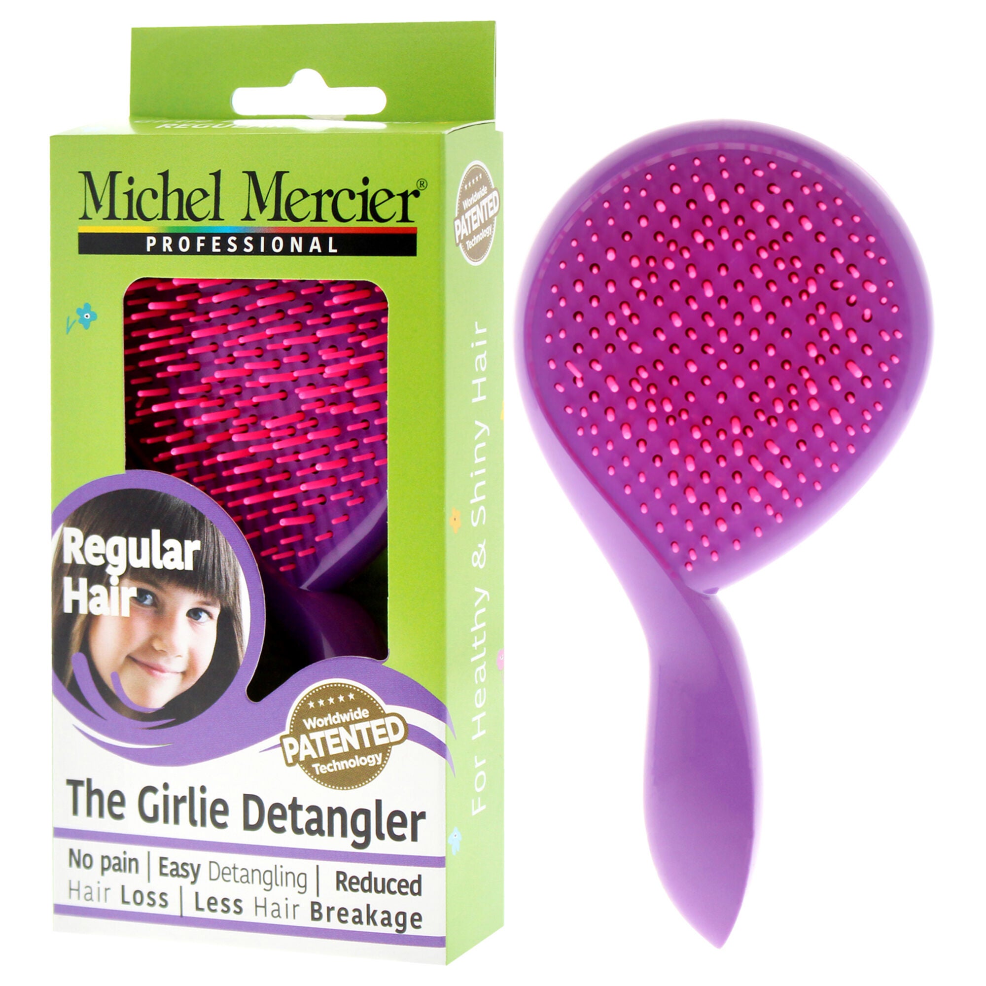 The Girlie Detangler Brush Regular Hair - Pink-Purple by Michel Mercier for Women - 1 Pc Hair Brush, , alternate image number 7