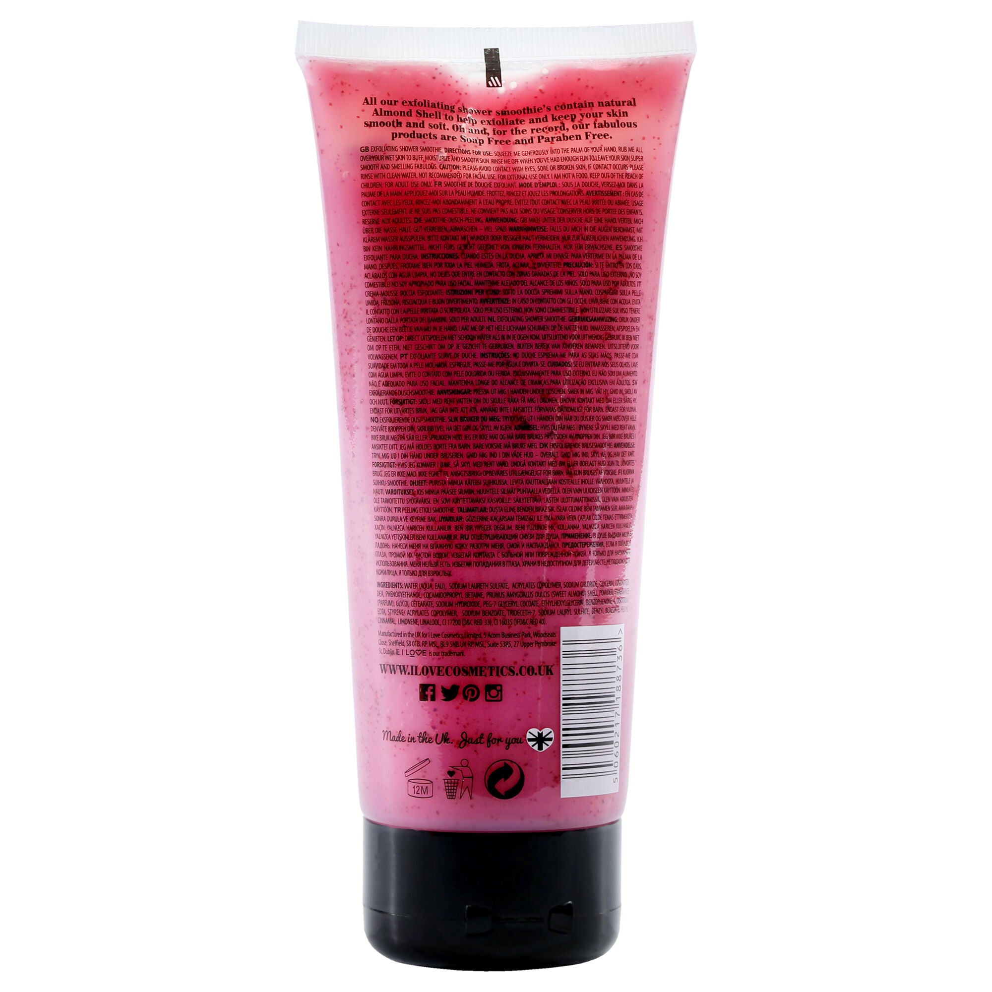 Exfoliating Shower Smoothie - Raspberry and Blackberry by I Love Cosmetics for Women - 6.8 oz Exfoliator, See Description, alternate image number 1