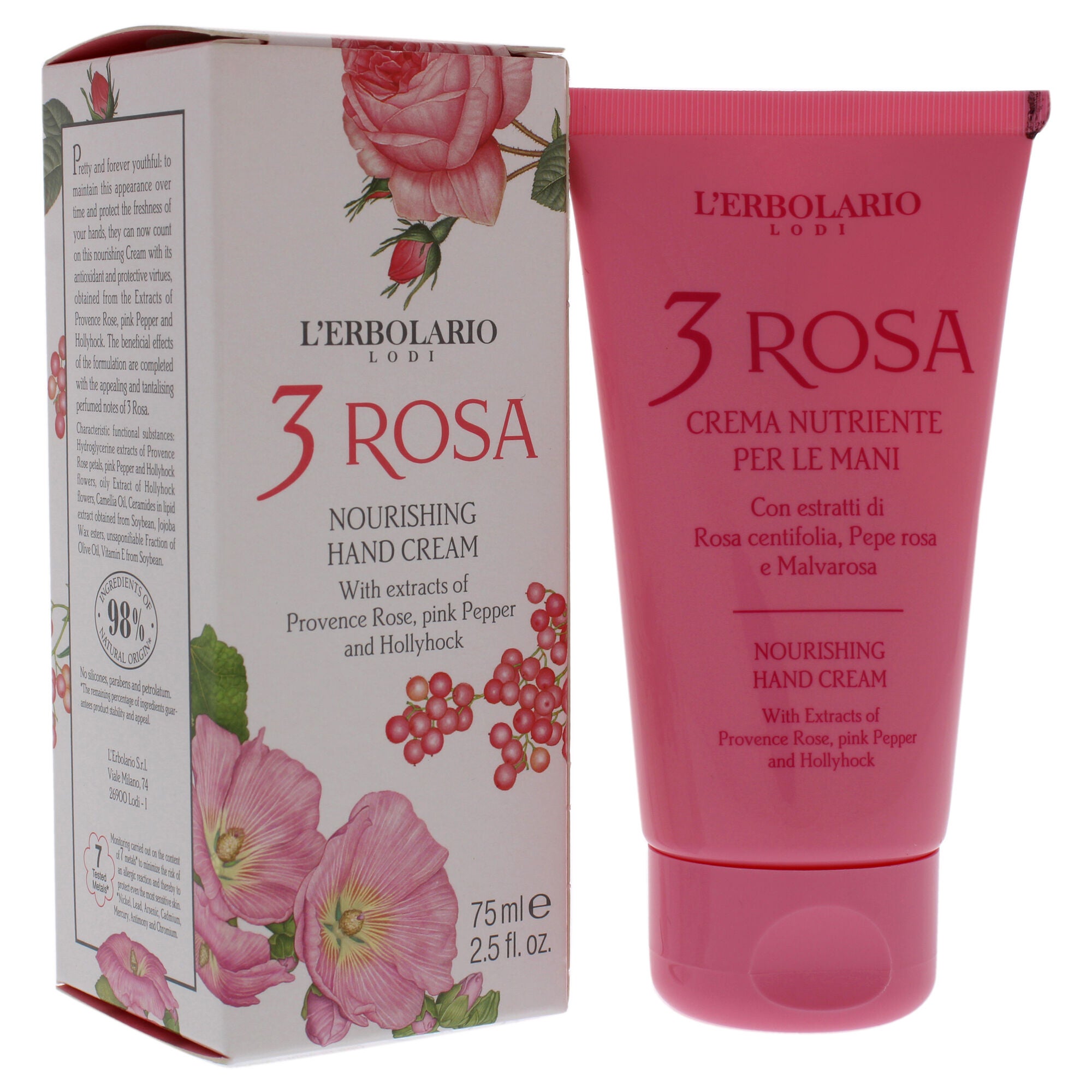 3 Rosa Nourishing Hand Cream by LErbolario for Unisex - 2.5 oz Cream, See Description, alternate image number 1
