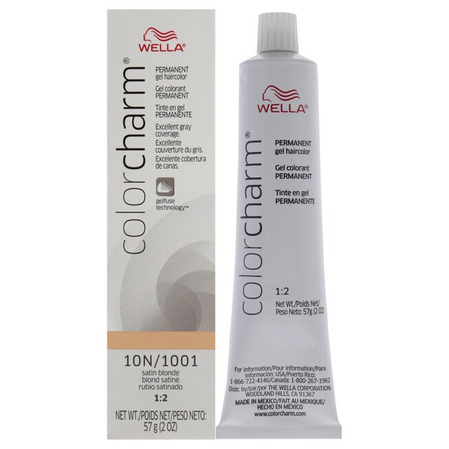 Color Charm Permanent Hair Color Gel - 10N 1001 Satin Blonde by Wella for Unisex - 2 oz Hair Color, NA, hi-res image number null