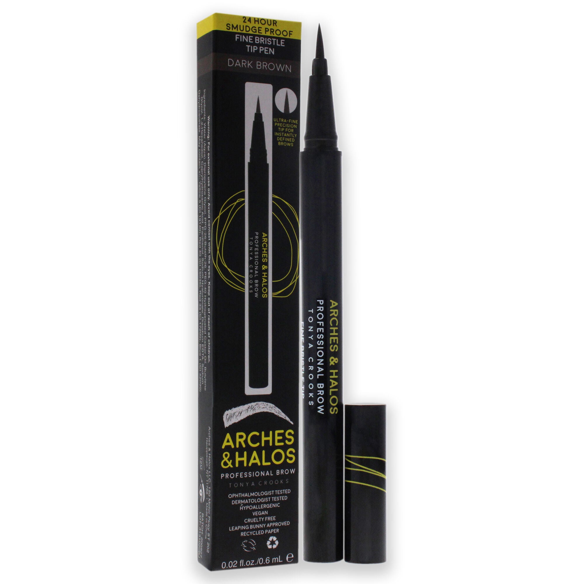 Fine Bristle Tip Pen - Dark Brown by Arches and Halos for Women - 0.02 oz Eyebrow Pen, See Description, alternate image number 1