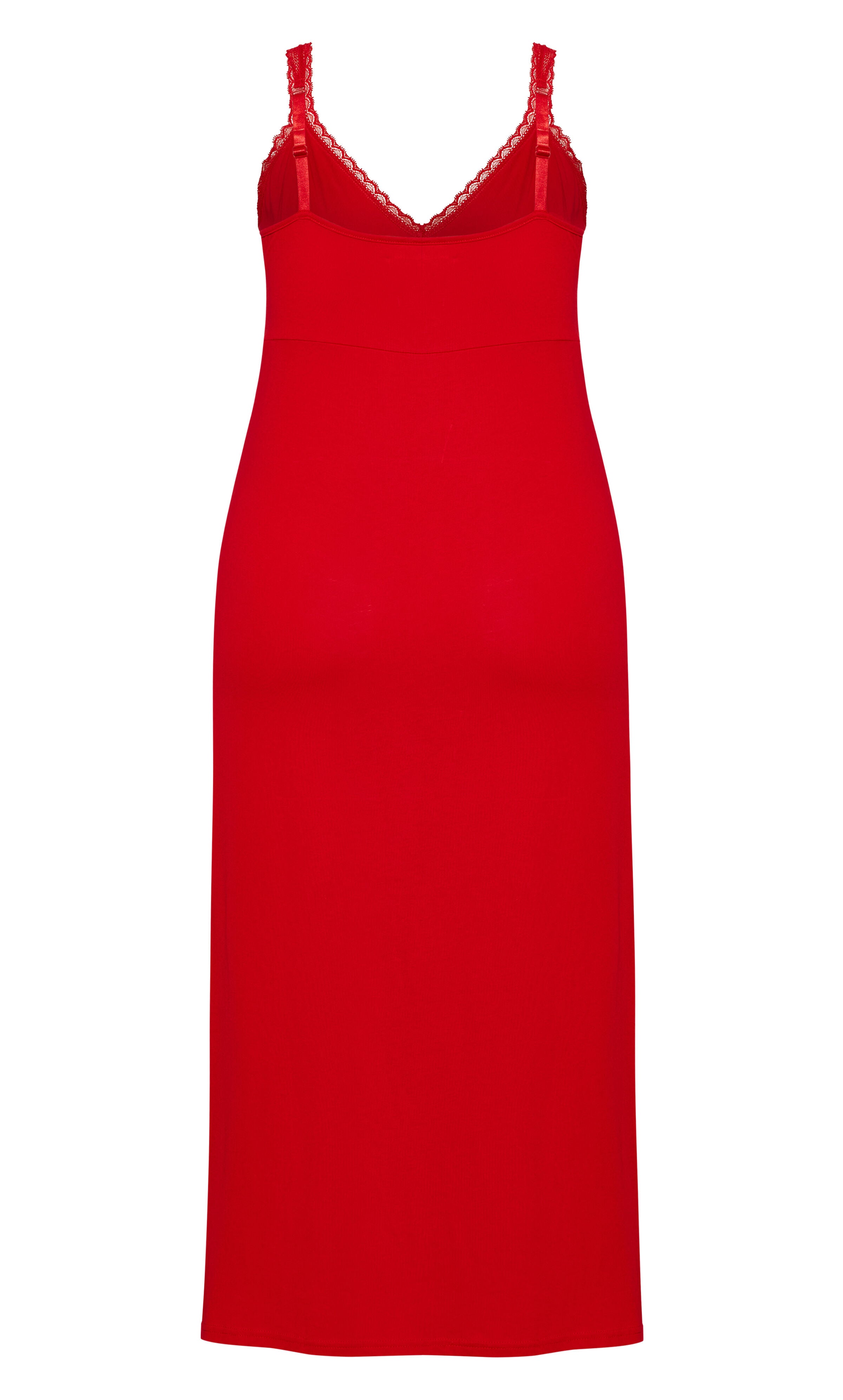 Lace Trim Maxi Sleep Dress - red, , alternate image number 4