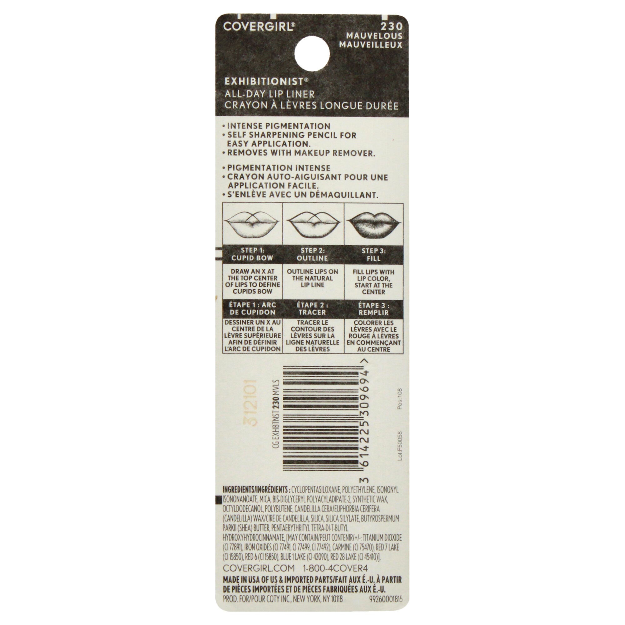 Exhibitionist Lip Liner - 230 Mauvelous by CoverGirl for Women - 0.012 oz Lip Liner, See Description, alternate image number 2