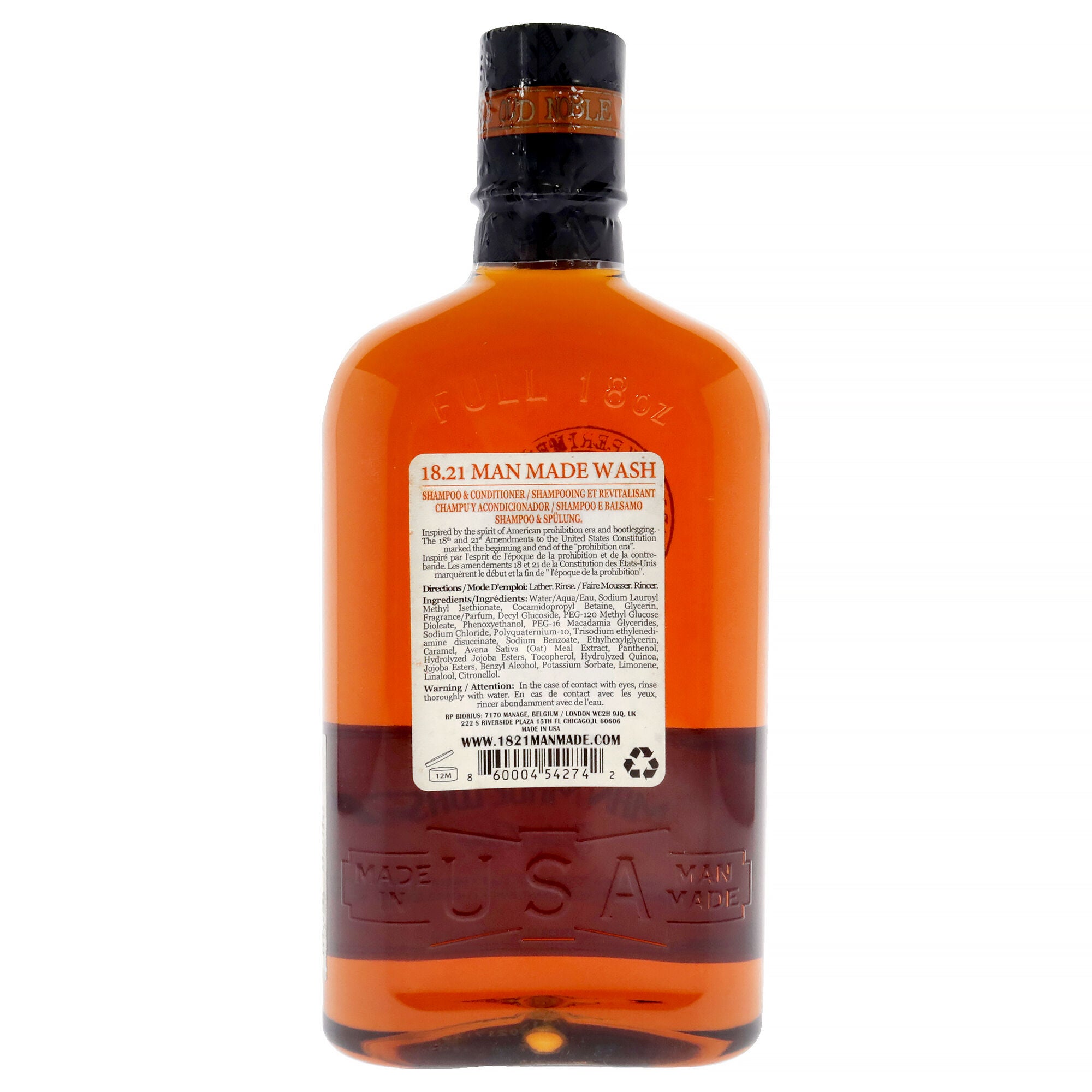 Man Made Wash - Noble Oud by 18.21 Man Made for Men - 18 oz 3-In-1 Shampoo, Conditioner and Body Wash, See Description, alternate image number 2