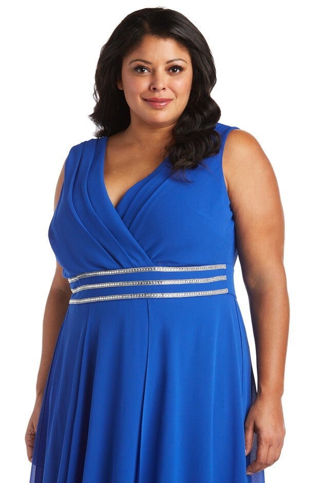 Long Sleeveless Neck Matte Chiffon Dress, , alternate image number null
