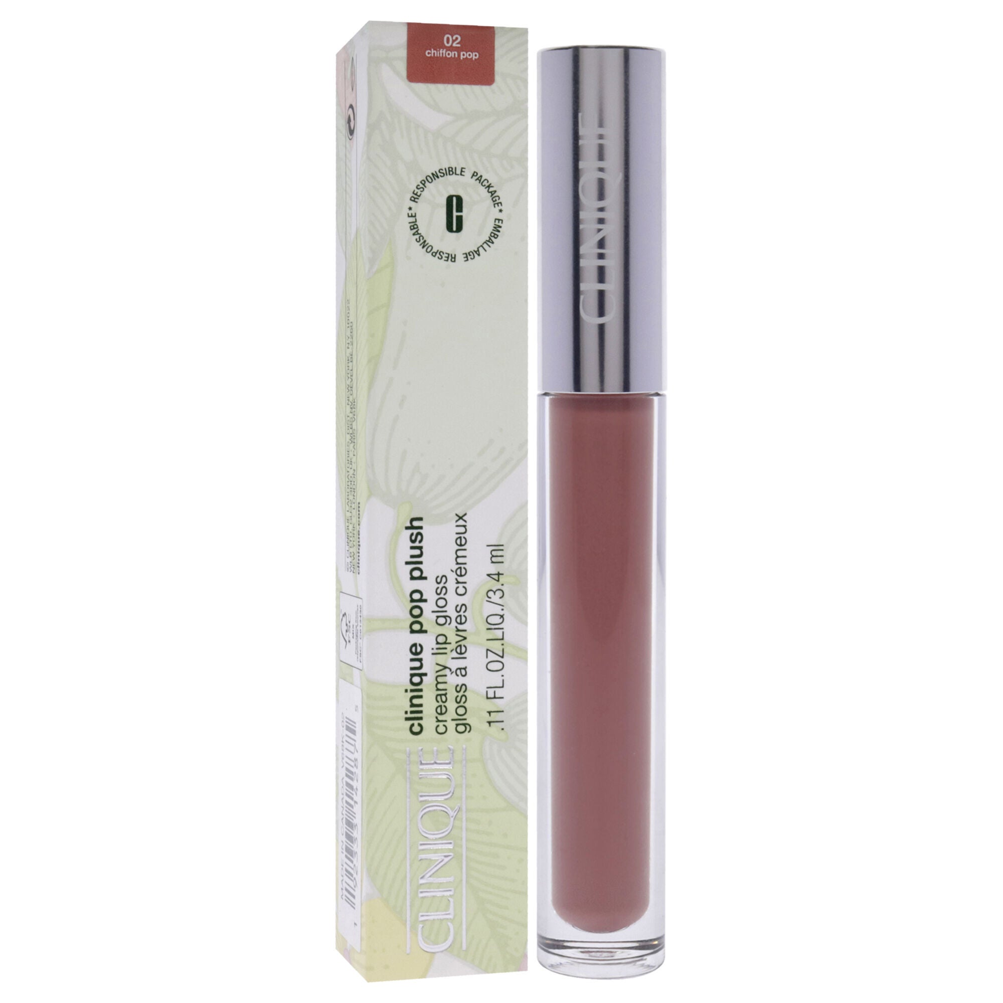 Pop Plush Creamy Lip Gloss - 02 Chiffon Pop by Clinique for Women - 0.11 oz Lip Gloss, See Description, alternate image number 1