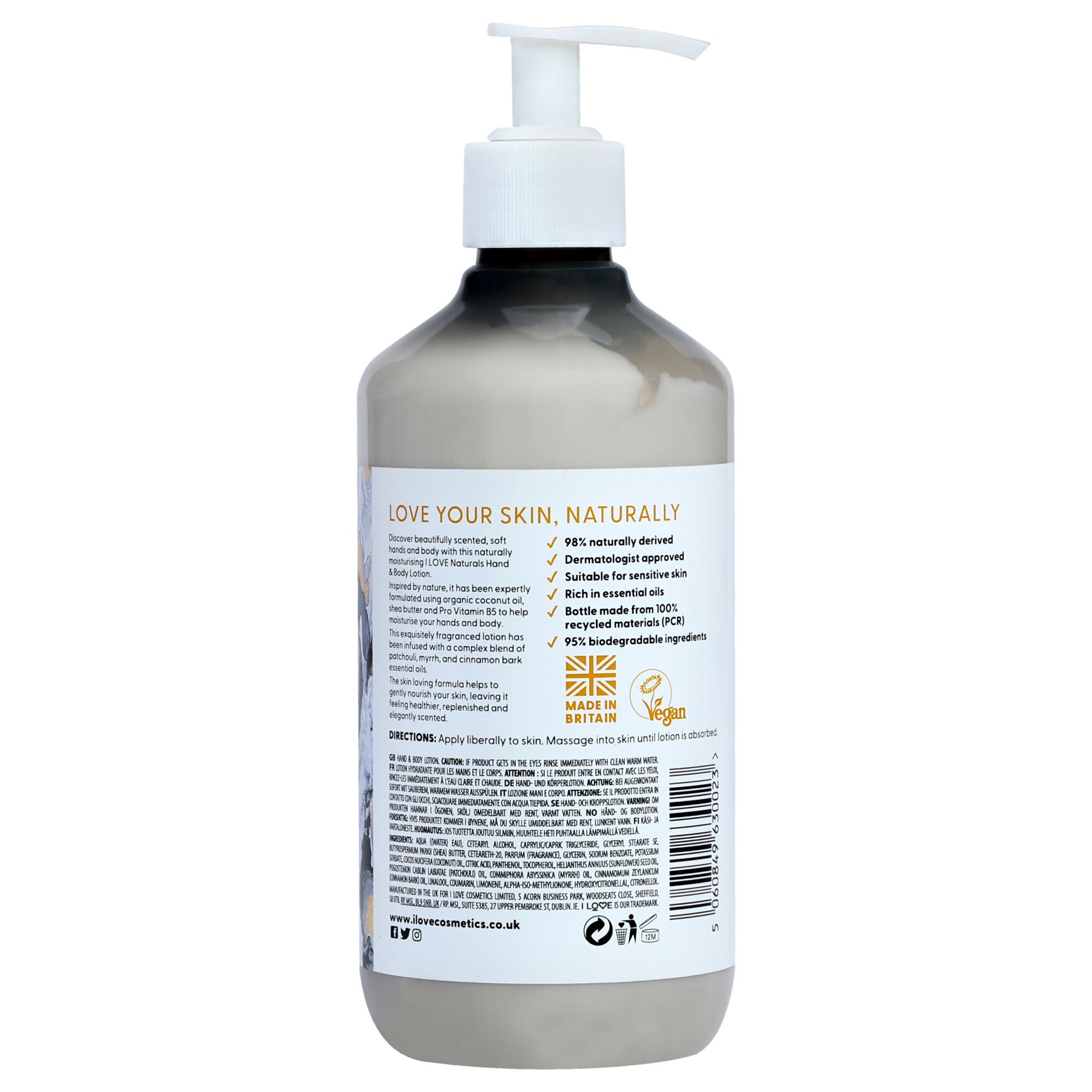 Naturals Hand and Body Lotion - Tonka Bean and Myrrh by I Love Cosmetics for Women - 16.9 oz Body Lotion, See Description, alternate image number 1