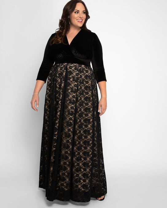 Victoria Velvet Evening Gown, BlackChampagne, hi-res image number null