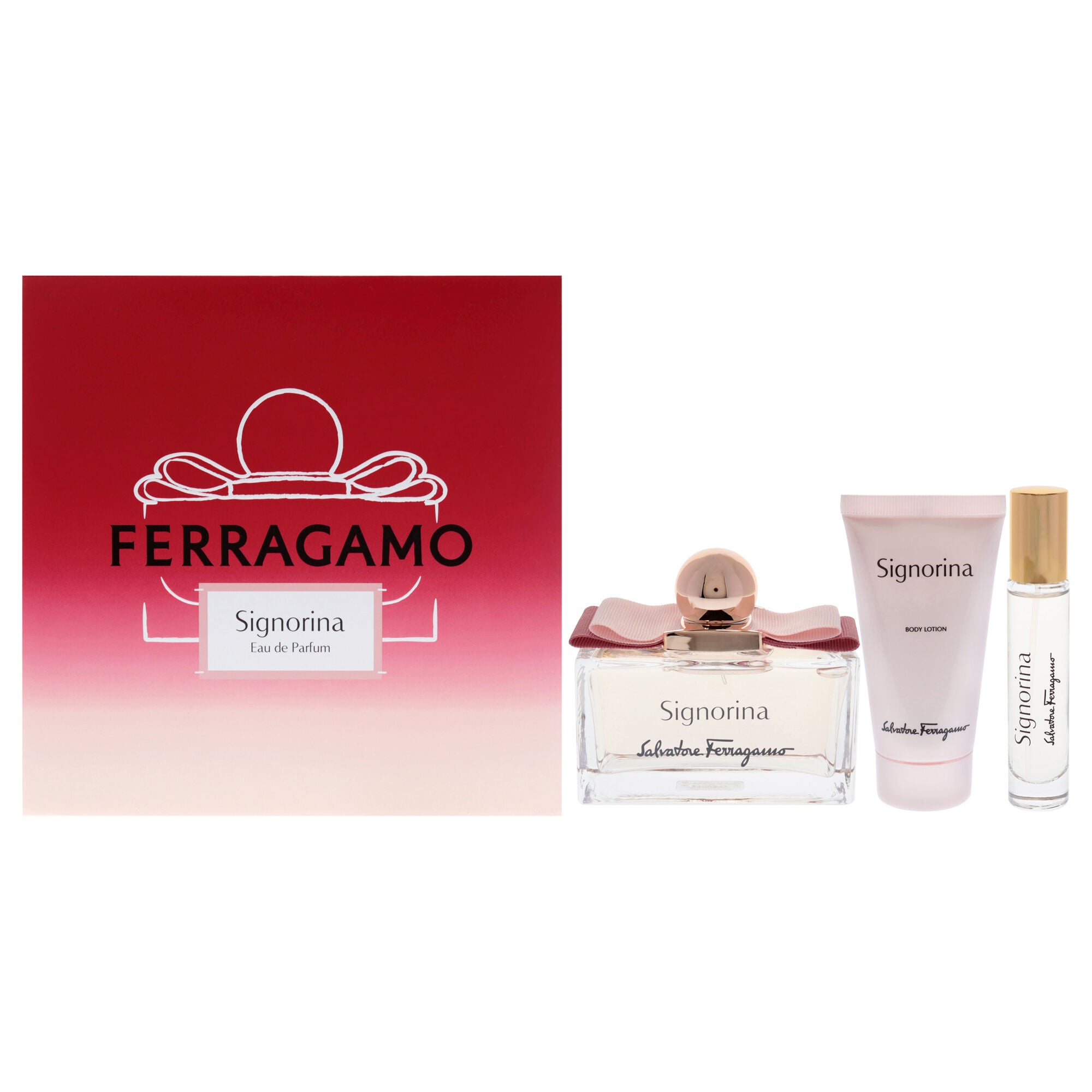 Signorina by Salvatore Ferragamo for Women - 3 Pc Gift Set 3.4oz EDP Spray, 1.7oz Body Lotion, 0.34oz EDP Spray, See Description, hi-res image number 0