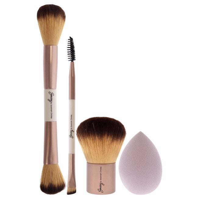 Sassy Brush Kit by Savannah Chrisley for Women - 5 Pc F04 Multi-Purpose Fase Brush, F05 Kabuki, E04 Precision Eye and Brow, Sponge, Bag, NA, alternate image number null