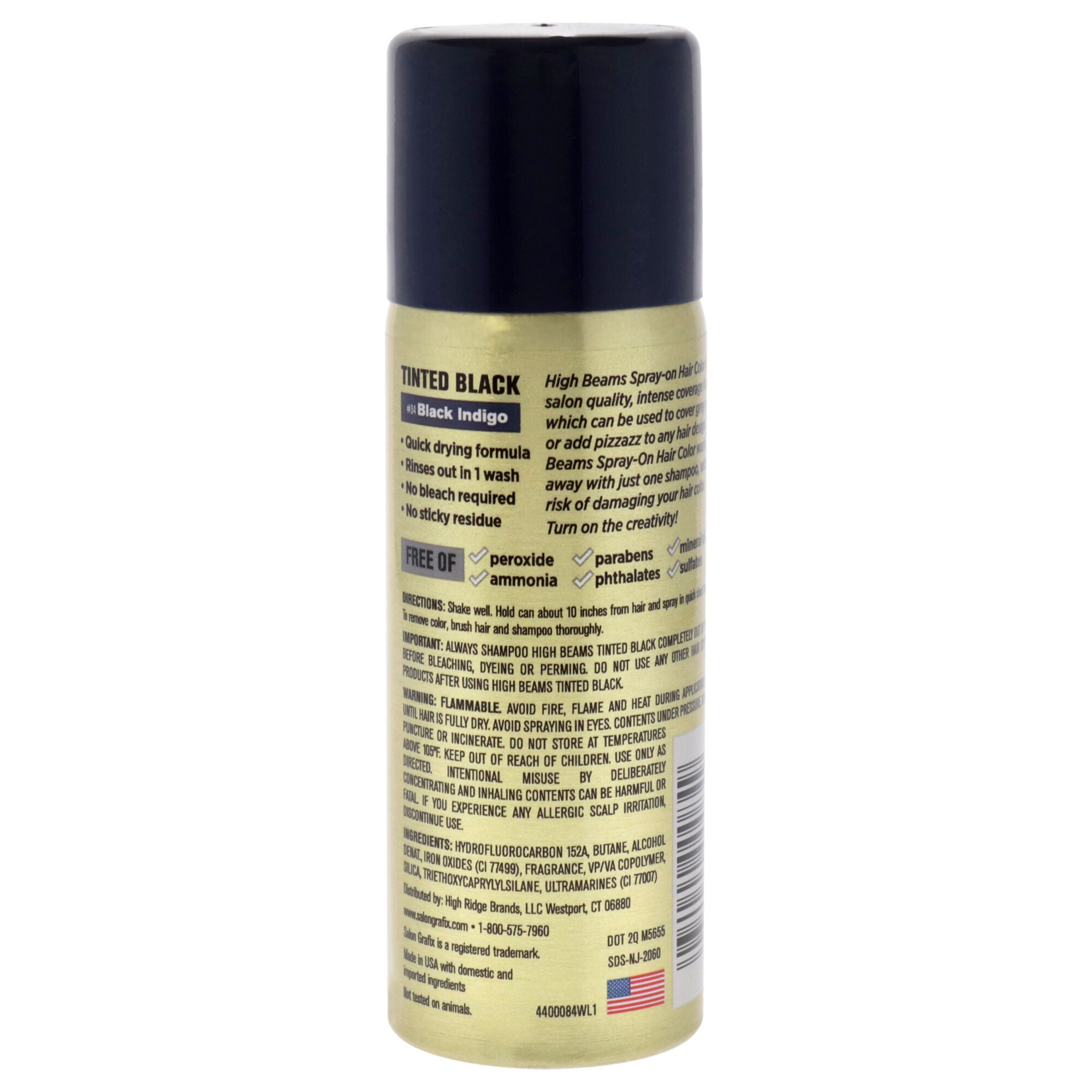 High Beams Tinted Black Temporary Spray - 35 Black Indigo by Salon Grafix for Unisex - 2.7 oz Hair Color, See Description, alternate image number 2