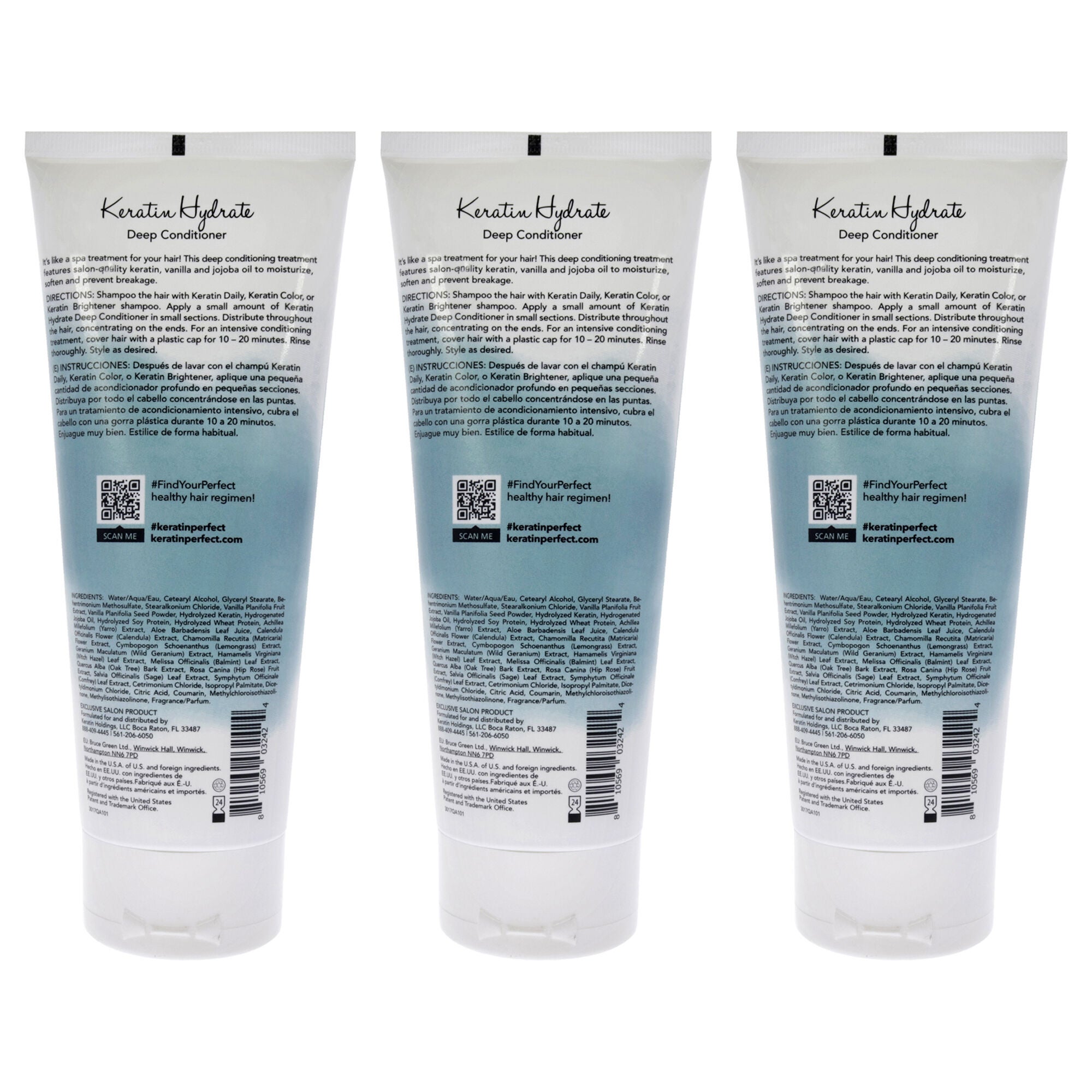 Keratin Hydrate Deep Conditioner by Keratin Perfect for Unisex - 7 oz Conditioner - Pack of 3, See Description, alternate image number 1