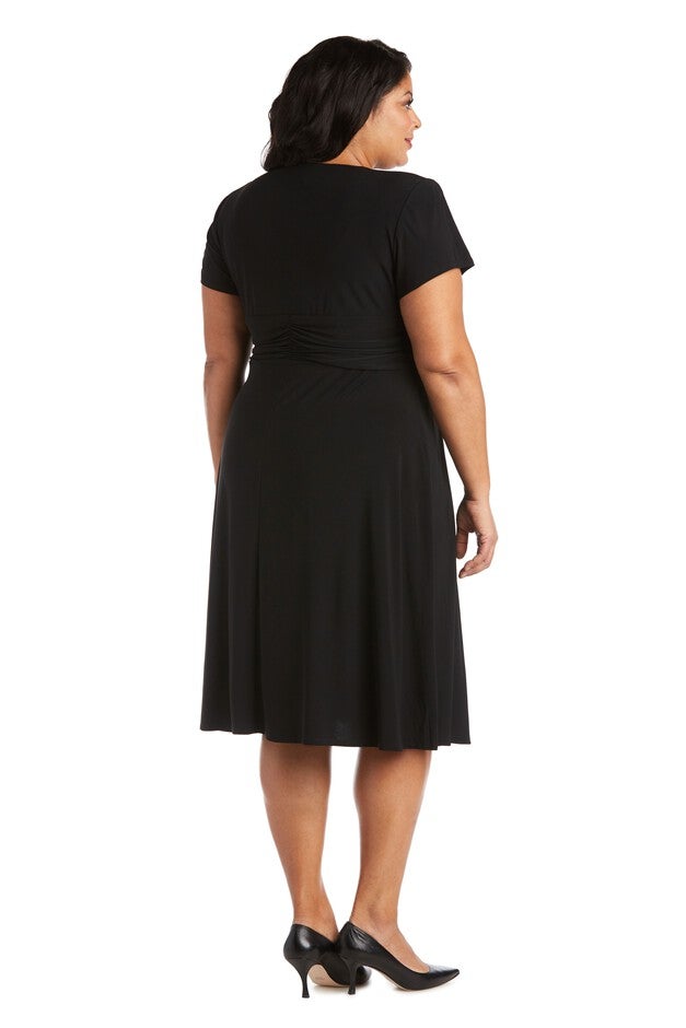 Short-Sleeve Faux-Wrap Dress, , alternate image number null