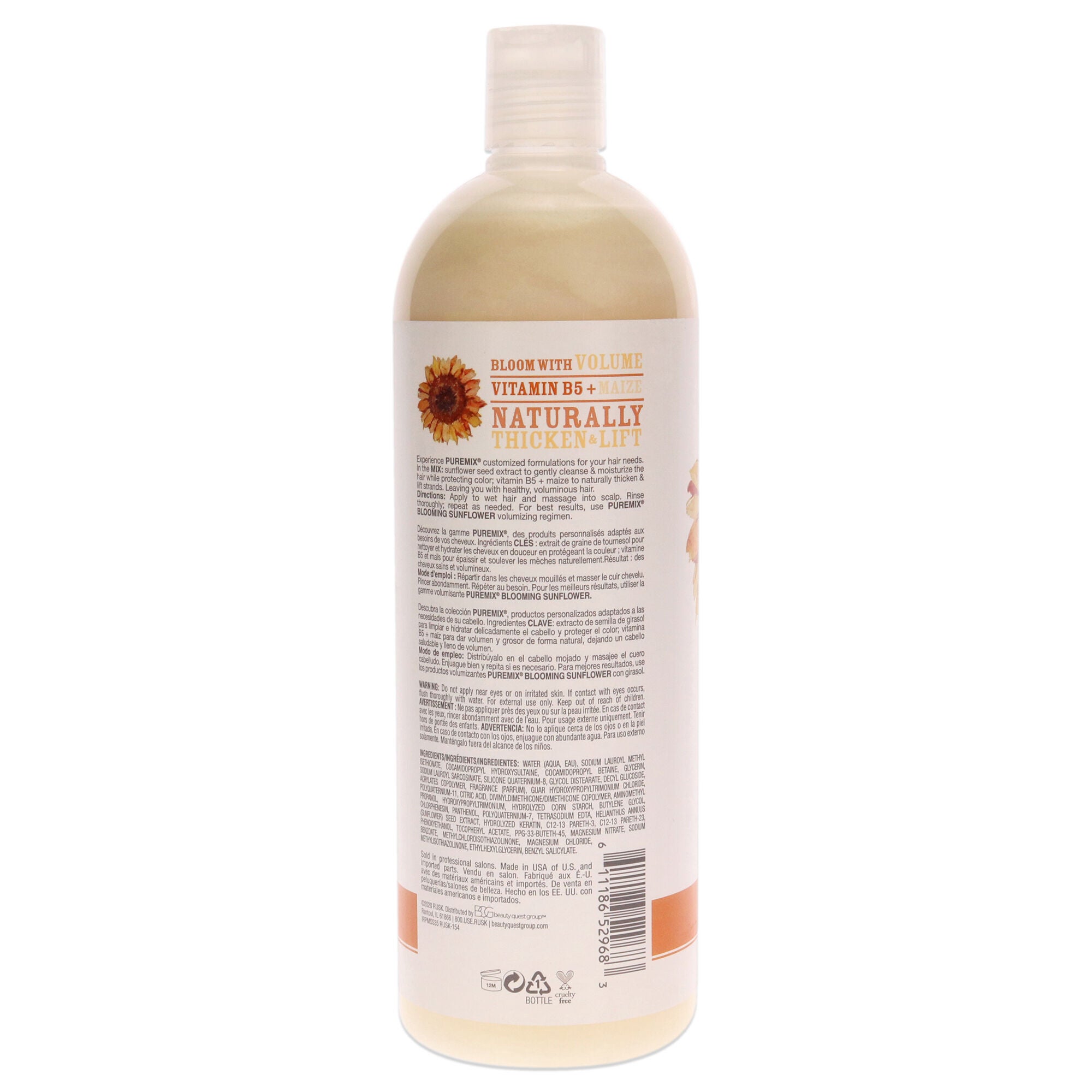 Puremix Blooming Sunflower Volumizing Shampoo - Fine Hair by Rusk for Unisex - 35 oz Shampoo, See Description, alternate image number 2