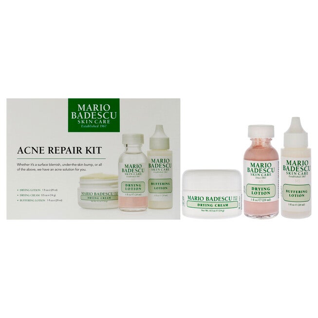 Acne Repair Kit by Mario Badescu for Unisex - 3 Pc 1oz Drying Lotion, 1oz Buffering Lotion, 0.5oz Drying Cream, NA, hi-res image number null