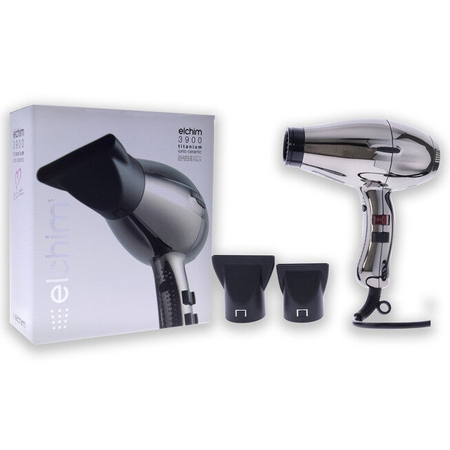 3900 Titanium Ionic-Ceramic Hair Dryer - Black-Silver by Elchim for Unisex - 1 Pc Hair Dryer, NA, alternate image number null