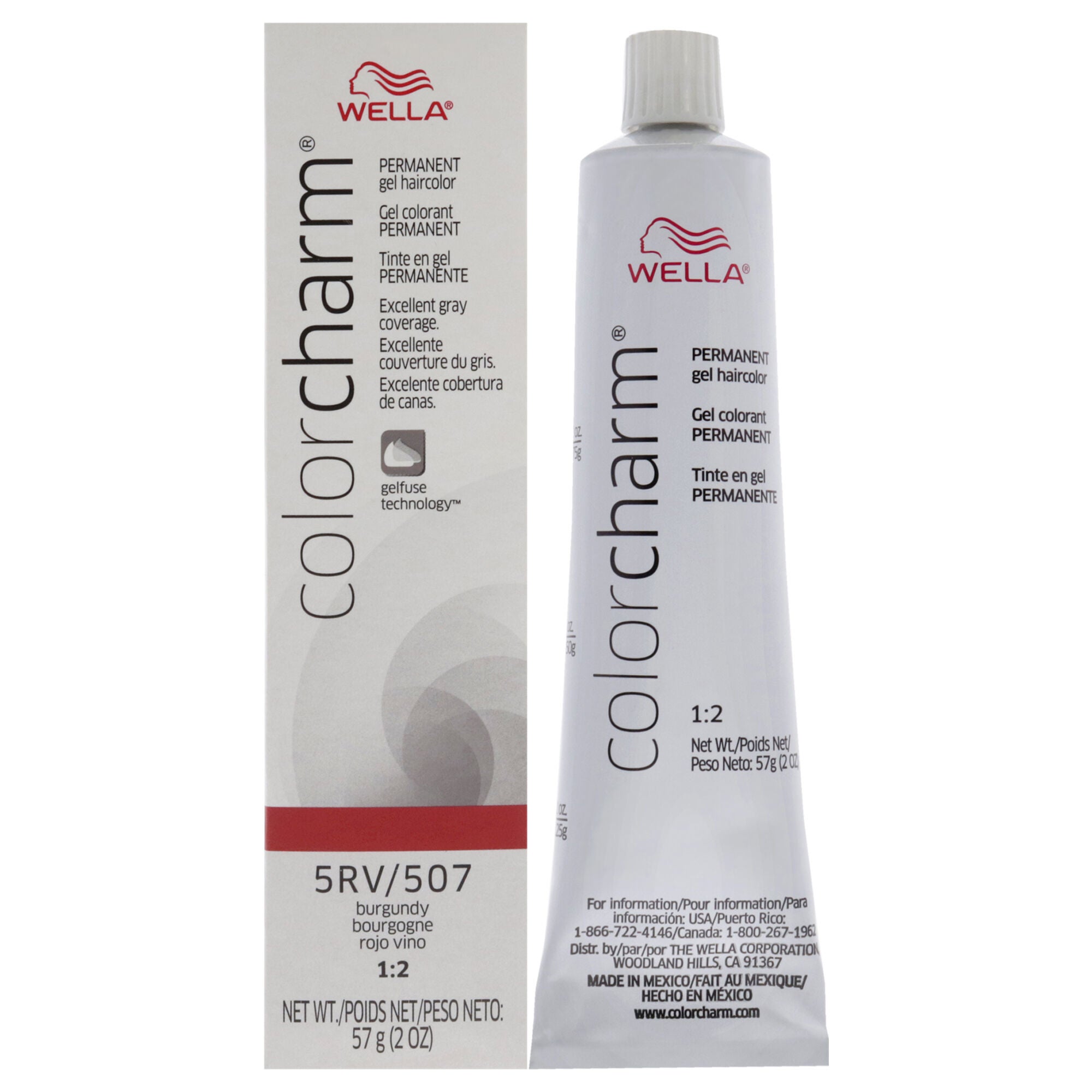 Color Charm Permanent Hair Color Gel - 5RV 507 Burgundy by Wella for Unisex - 2 oz Hair Color, See Description, hi-res image number 0