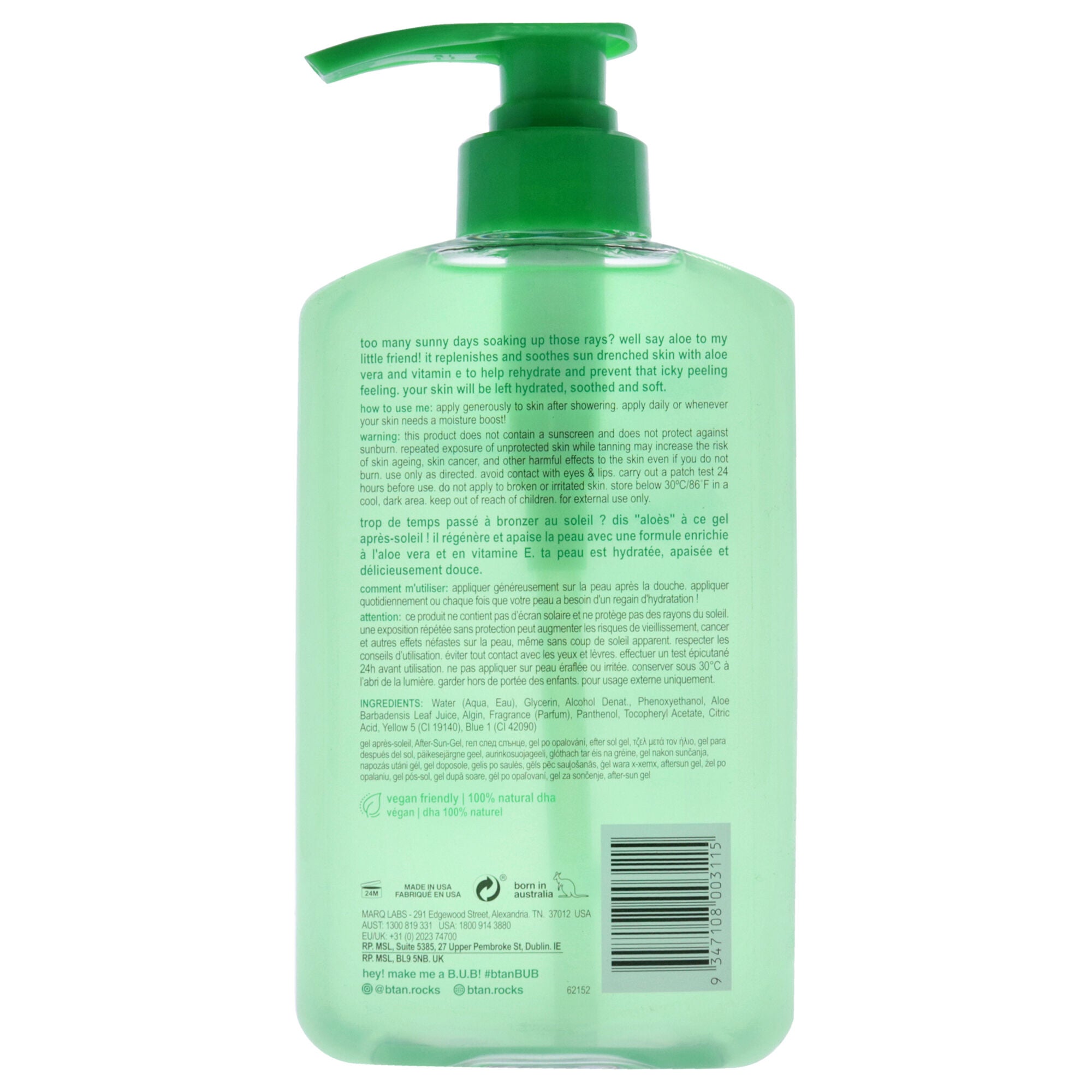 Say Aloe To My Little Friend After Sun Gel by B.Tan for Unisex - 16 oz Gel, , alternate image number 2