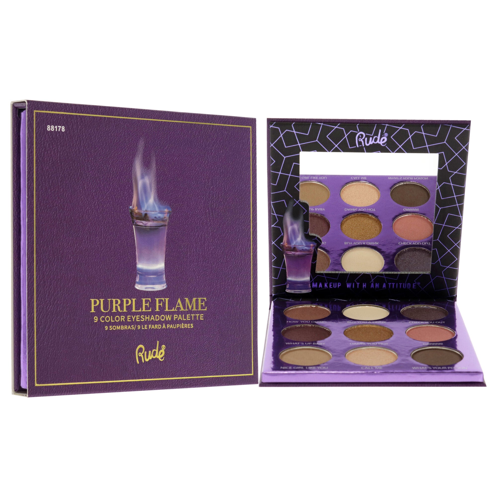 Cocktail Party 9 Eyeshadow Palette - Purple Flame by Rude Cosmetics for Women - 0.39 oz Eye Shadow, , alternate image number 6