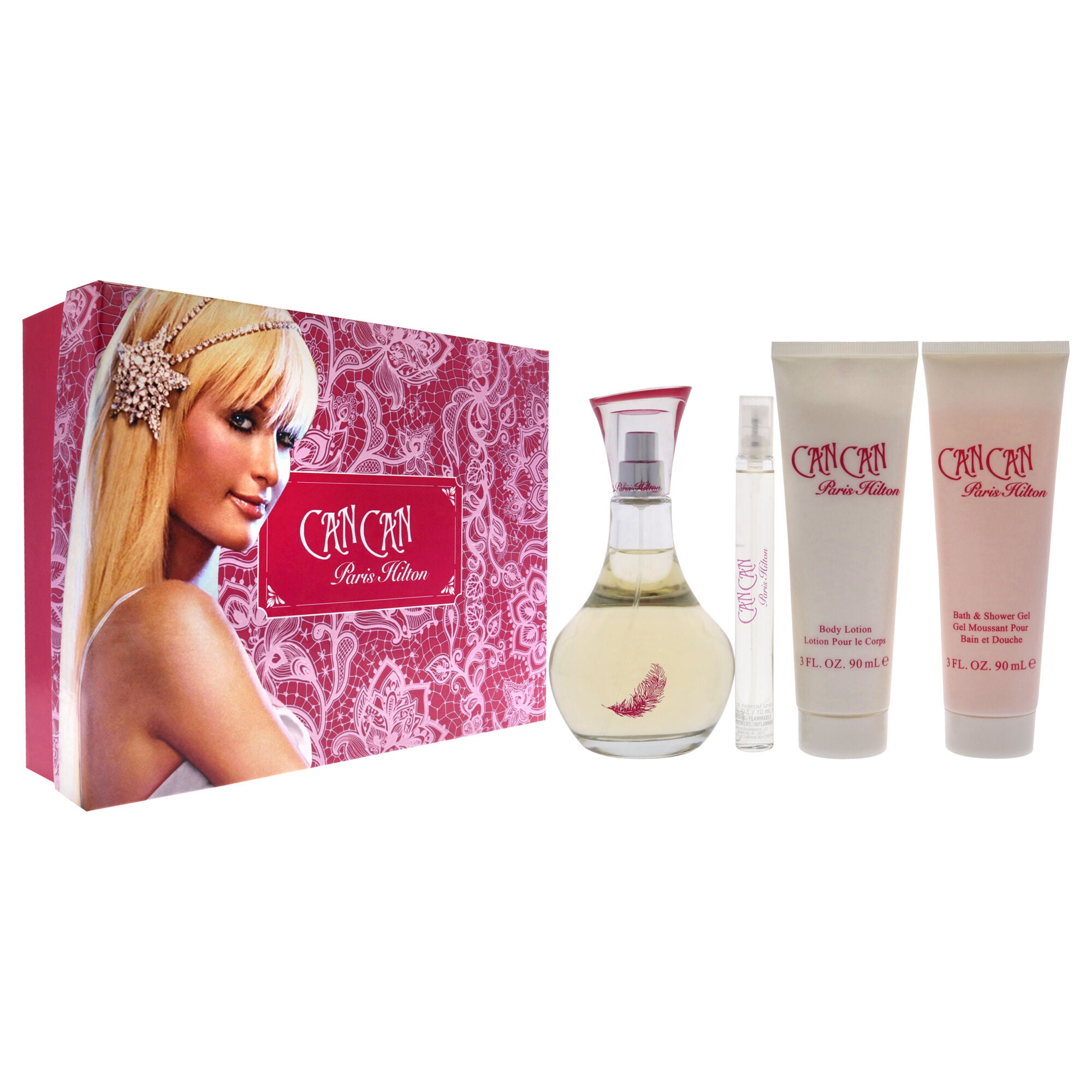 Can Can by Paris Hilton for Women - 4 Pc Gift Set 3.4oz EDP Spray, 0.34oz EDP Spray, 3oz Body Lotion, 3oz Bath and Shower Gel, See Description, alternate image number 2