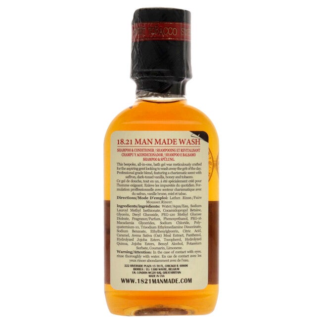 Man Made Wash - Sweet Tobacco by 18.21 Man Made for Men - 3.4 oz 3-In-1 Shampoo, Conditioner and Body Wash, , alternate image number 4