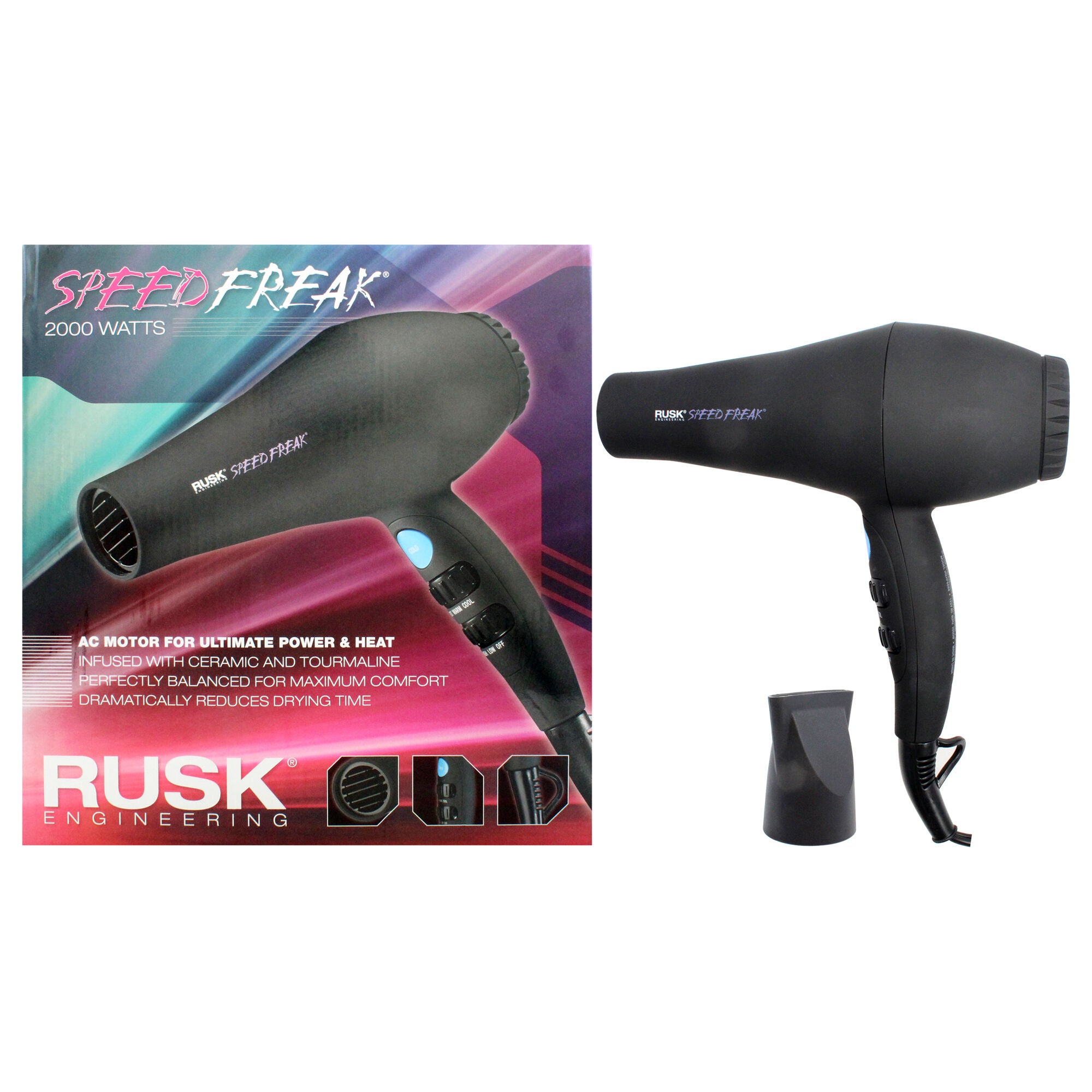 Speed Freak 2000 Watts Dryer - IREHF6688 - Black by Rusk for Unisex - 1 Pc Hair Dryer, See Description, hi-res image number 0