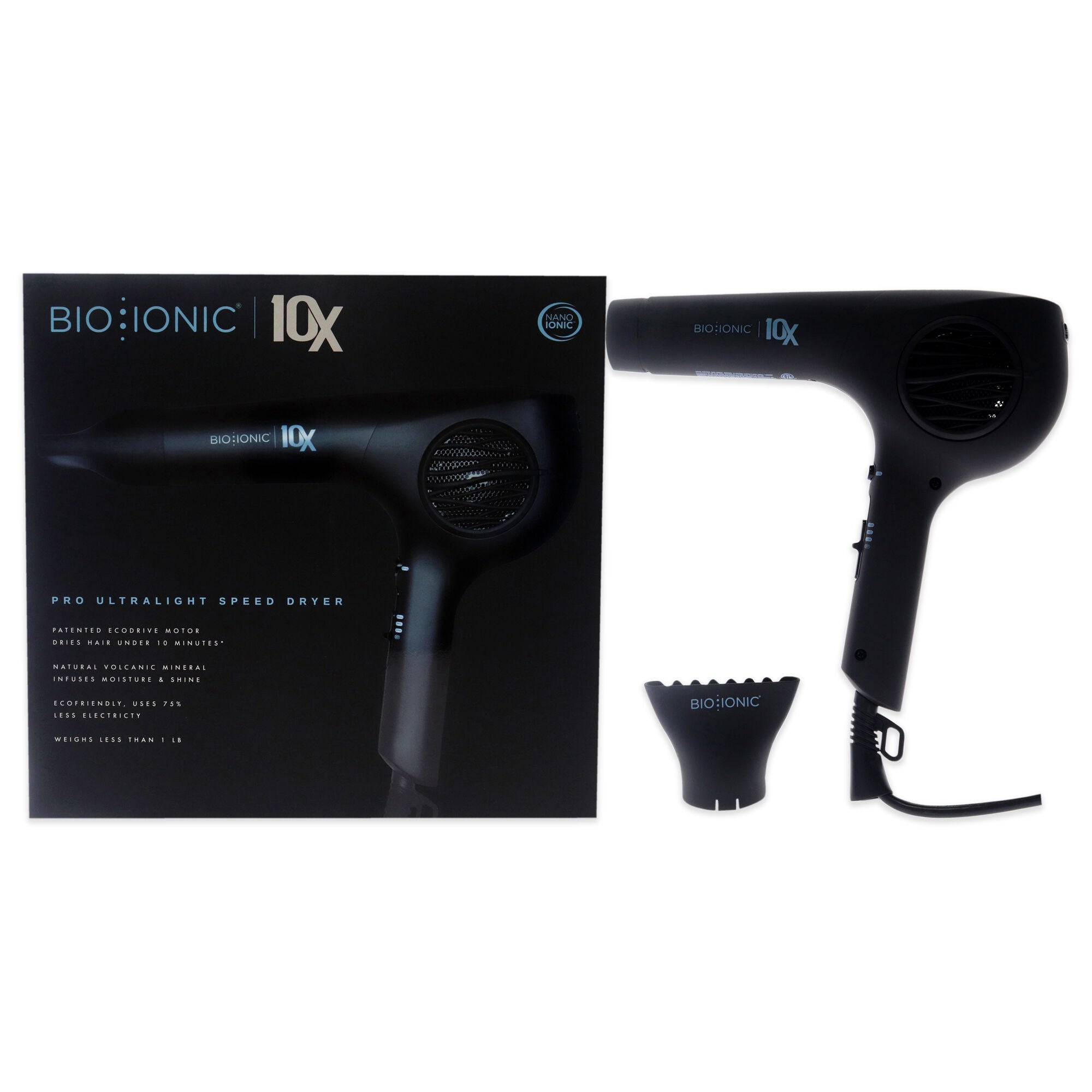 10x Pro Ultra Light Speed Dryer - Black by Bio Ionic for Women - 1 Pc Hair Dryer, , alternate image number 4