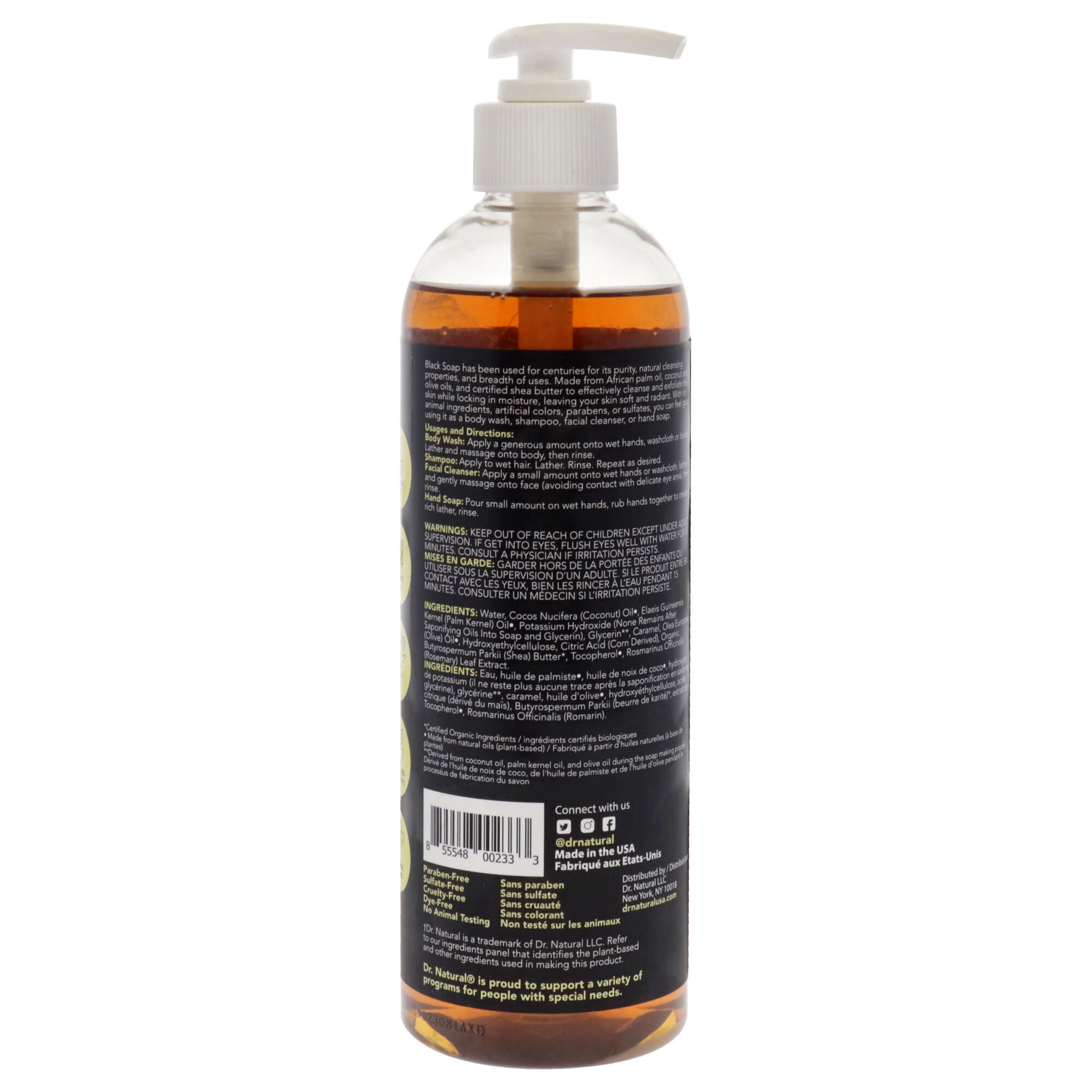 Multi-Purpose Liquid Soap - Black by Dr. Natural for Unisex - 16 oz Soap, See Description, alternate image number 2