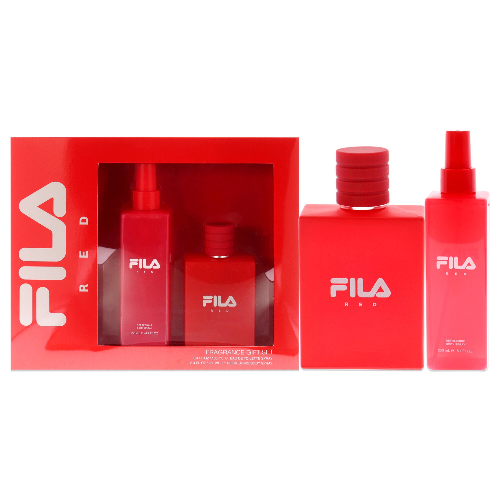 Fila Red by Fila for Men - 2 Pc Gift Set 3.4oz EDT Spray, 8.4oz Body Spray, See Description, hi-res image number 0