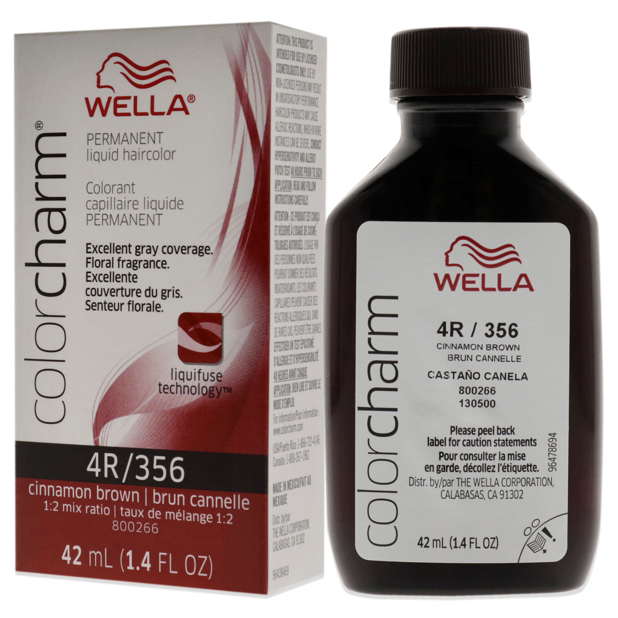 Color Charm Permanent Liquid Haircolor - 356 4R Cinnamon Brown by Wella for Unisex - 1.4 oz Hair Color, See Description, alternate image number 3