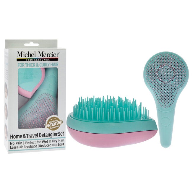Home and Travel Detangler Set - Thick-Curly Hair by Michel Mercier for Unisex - 2 Pc The Classic Detangler Brush, The Travel Detangler Brush, , alternate image number null