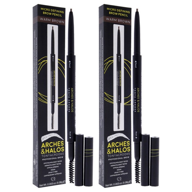 Micro Defining Brow Pencil - Warm Brown by Arches and Halos for Women - 0.003 oz Eyebrow Pencil - Pack of 2, NA, alternate image number null