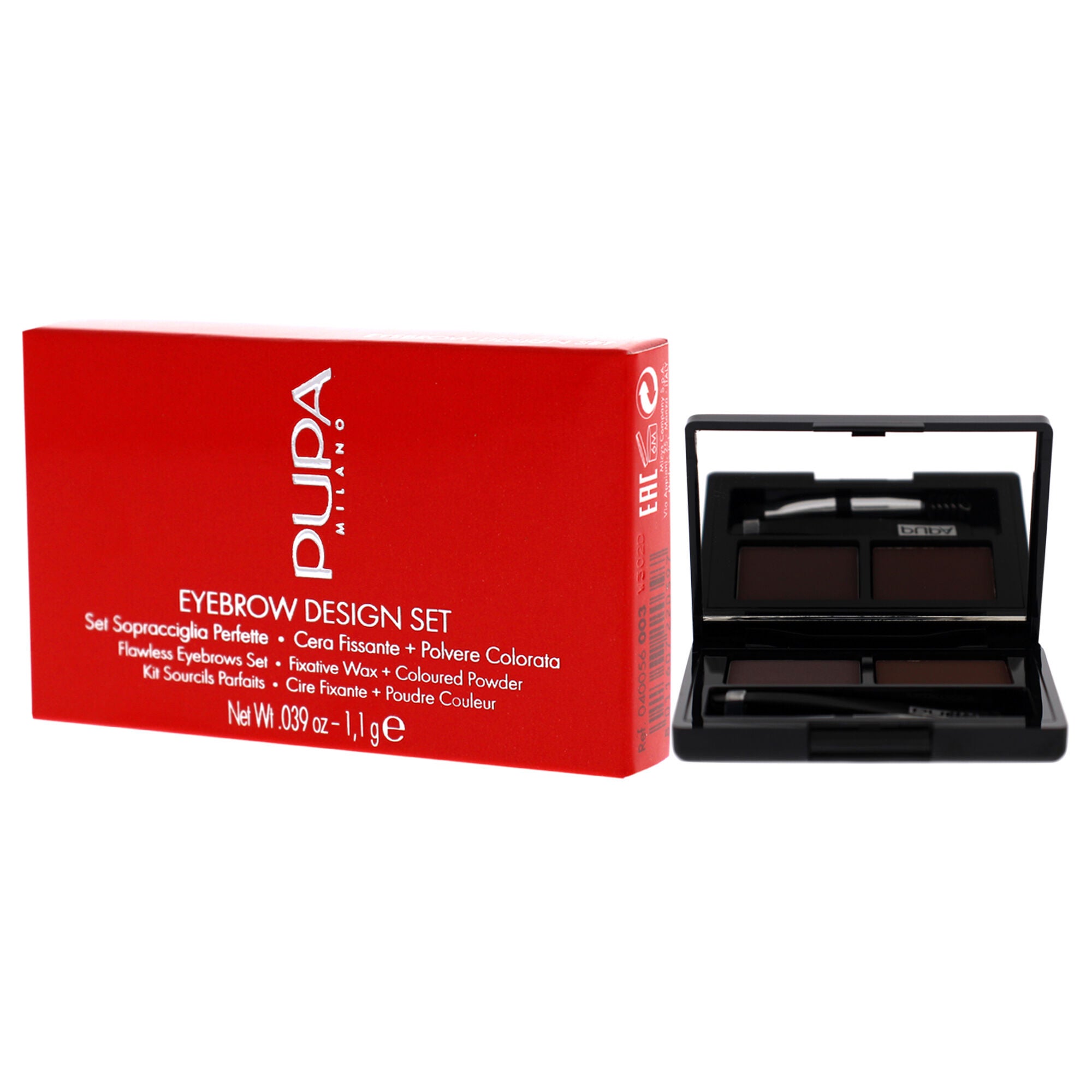 Eyebrow Design Set - 003 Dark Brown by Pupa Milano for Women - 0.039 oz Eyebrow Kit Double applicator, Angled Brush-Comb, Professional Tweezer, See Description, alternate image number 3