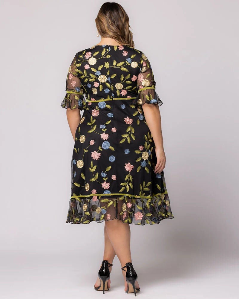 Wildflower Embroidered Dress, Black Blossom Print / Pink, alternate image number 1