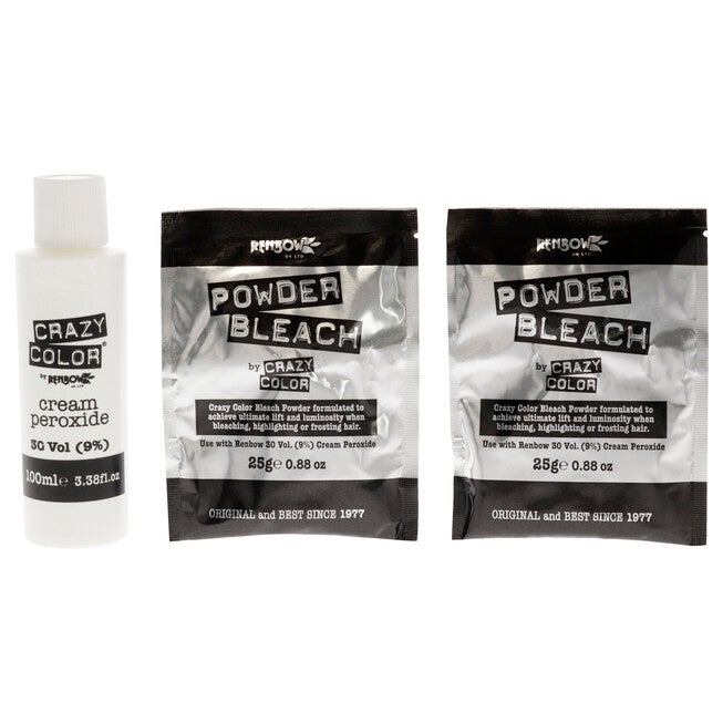 High Lift Bleaching Kit by Crazy Color - 7 Pc 1 Pc Disposable gloves, mixing bowl, spatula, tint brush, 2 x 0.88 Bleach Sachet, 3.38 Cream Peroxide, NA, alternate image number null