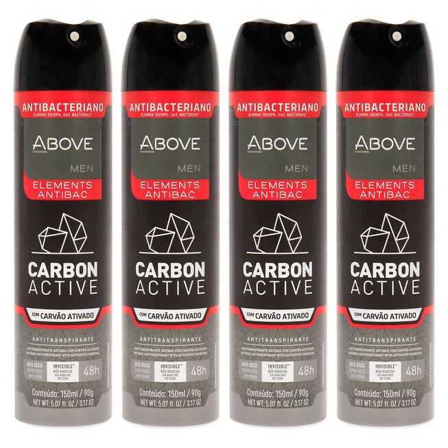48 Hours Elements Antibac Antiperspirant Deodorant - Carbon by Above for Men - 3.17 oz Deodorant Spray - Pack of 4, See Description, hi-res image number 0