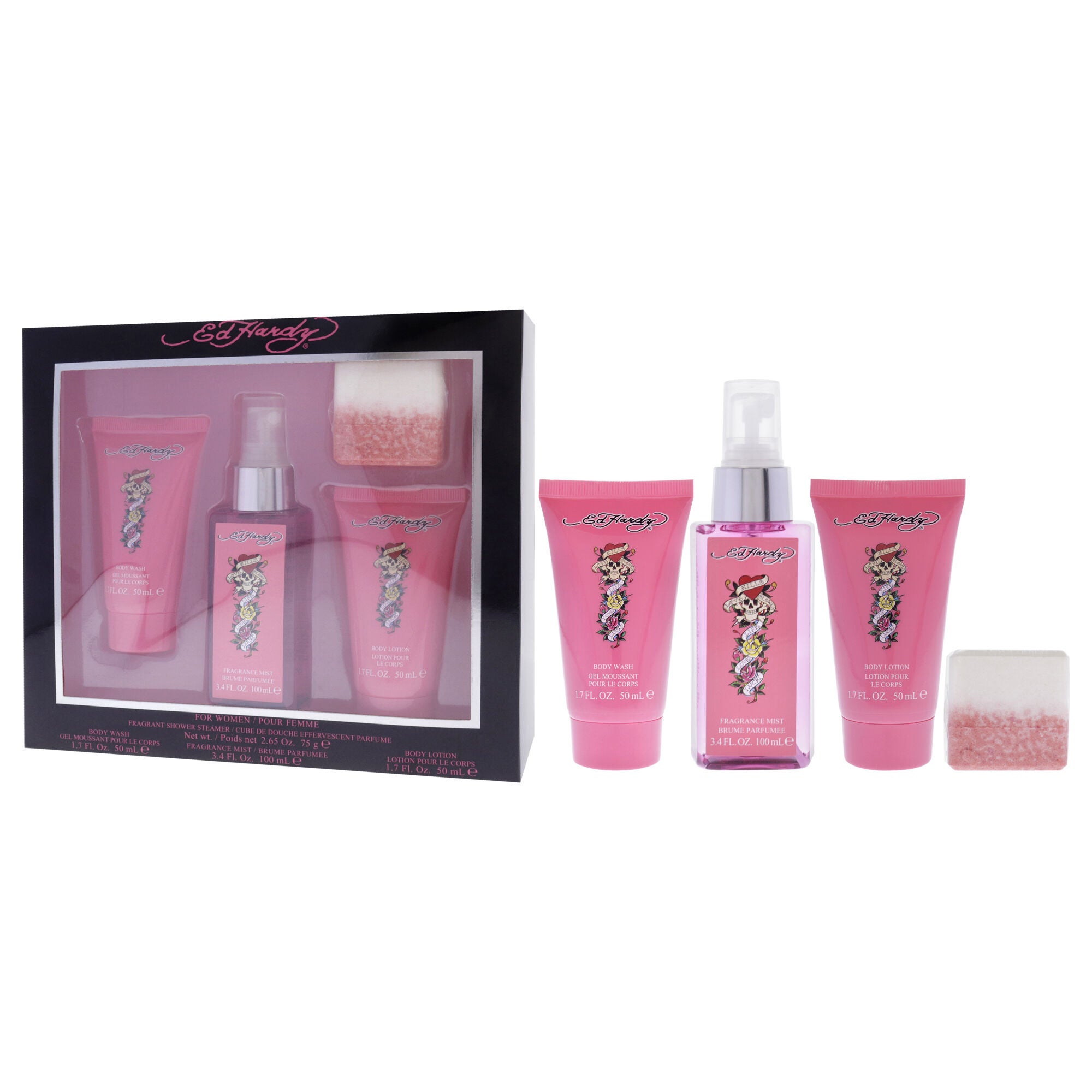 Ed Hardy by Christian Audigier for Women - 4 Pc Gift Set 3.4oz Body Mist, 1.7oz Body Lotion, 1.7oz Body Wash, 2.65oz Shower Steamer, See Description, alternate image number 2