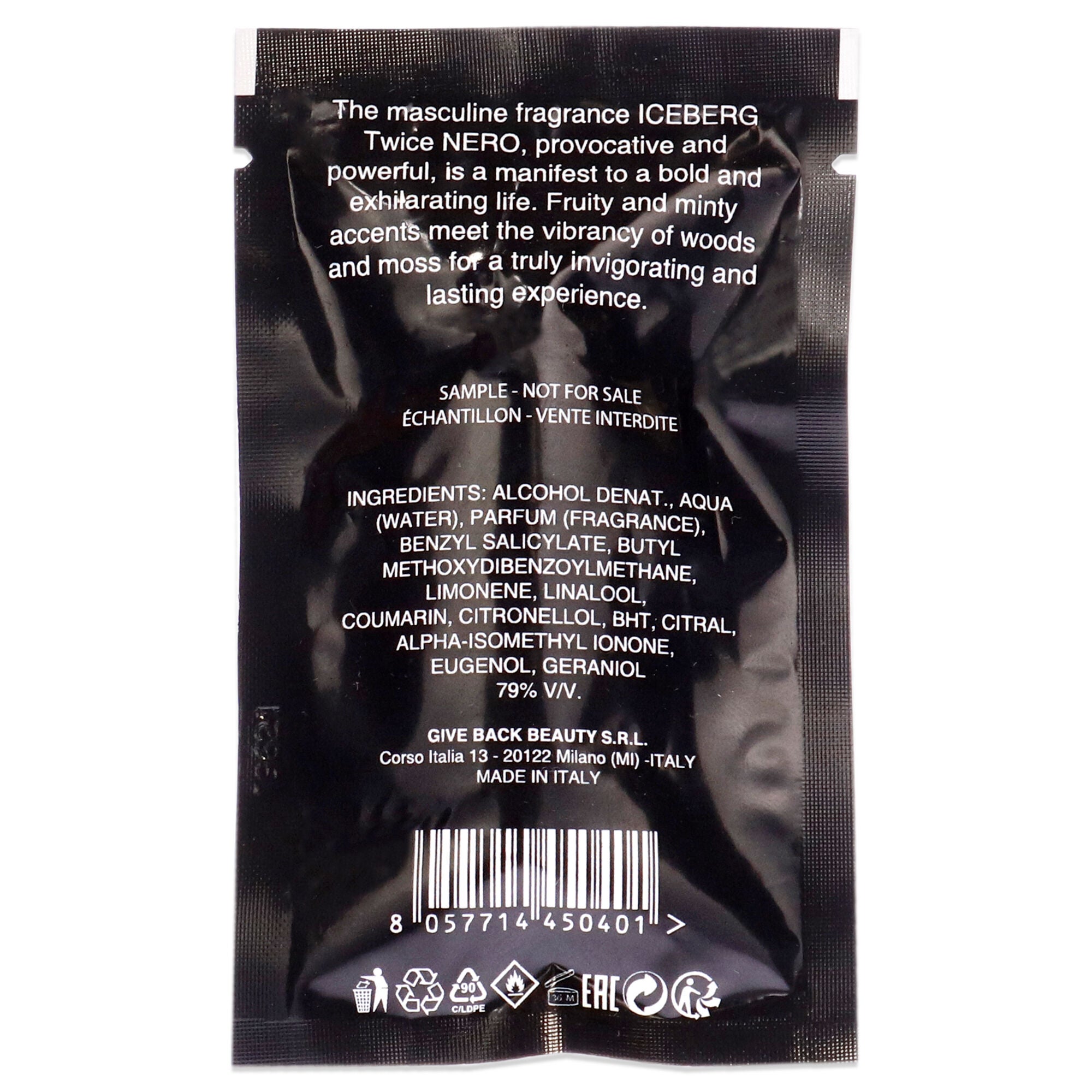 Iceberg Twice Nero by Iceberg for Men - 1.2 ml EDT Spray Vial (Mini), See Description, alternate image number 2