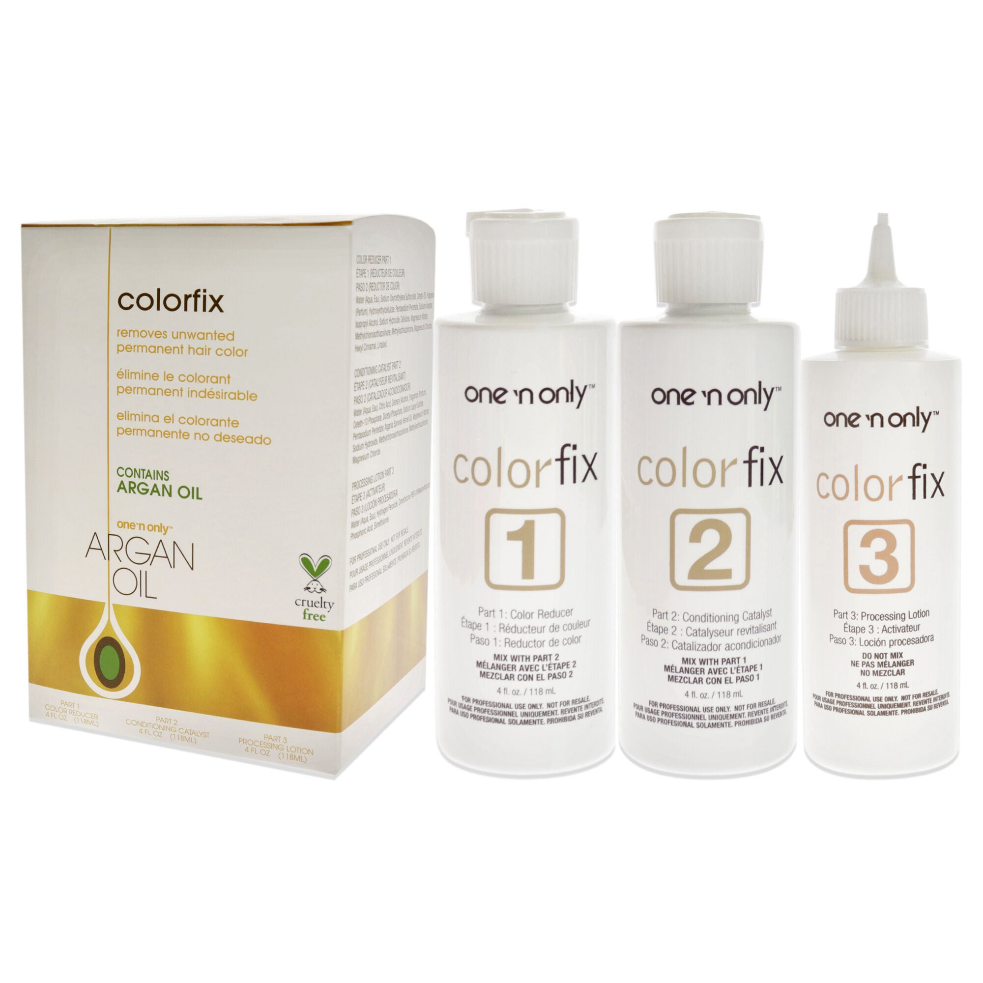 Argan Colorfix Color Remover by One n Only for Unisex - 3 Pc 4oz Color Reducer, 4oz Conditioning Catalyst, 4oz Processing Lotion, , alternate image number 7