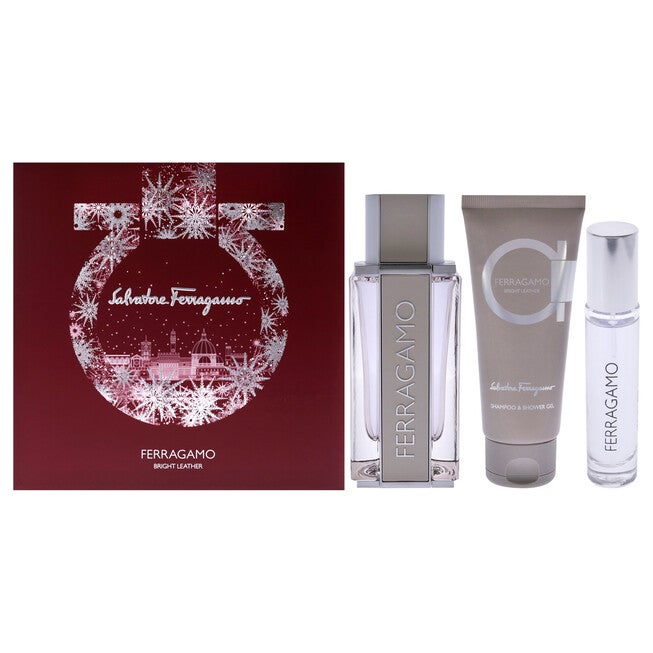 Bright Leather by Salvatore Ferragamo for Men - 3 Pc Gift Set 3.4oz EDT Spray, 0.34oz EDT Spray, 3.4oz Shower Gel, See Description, hi-res image number 0