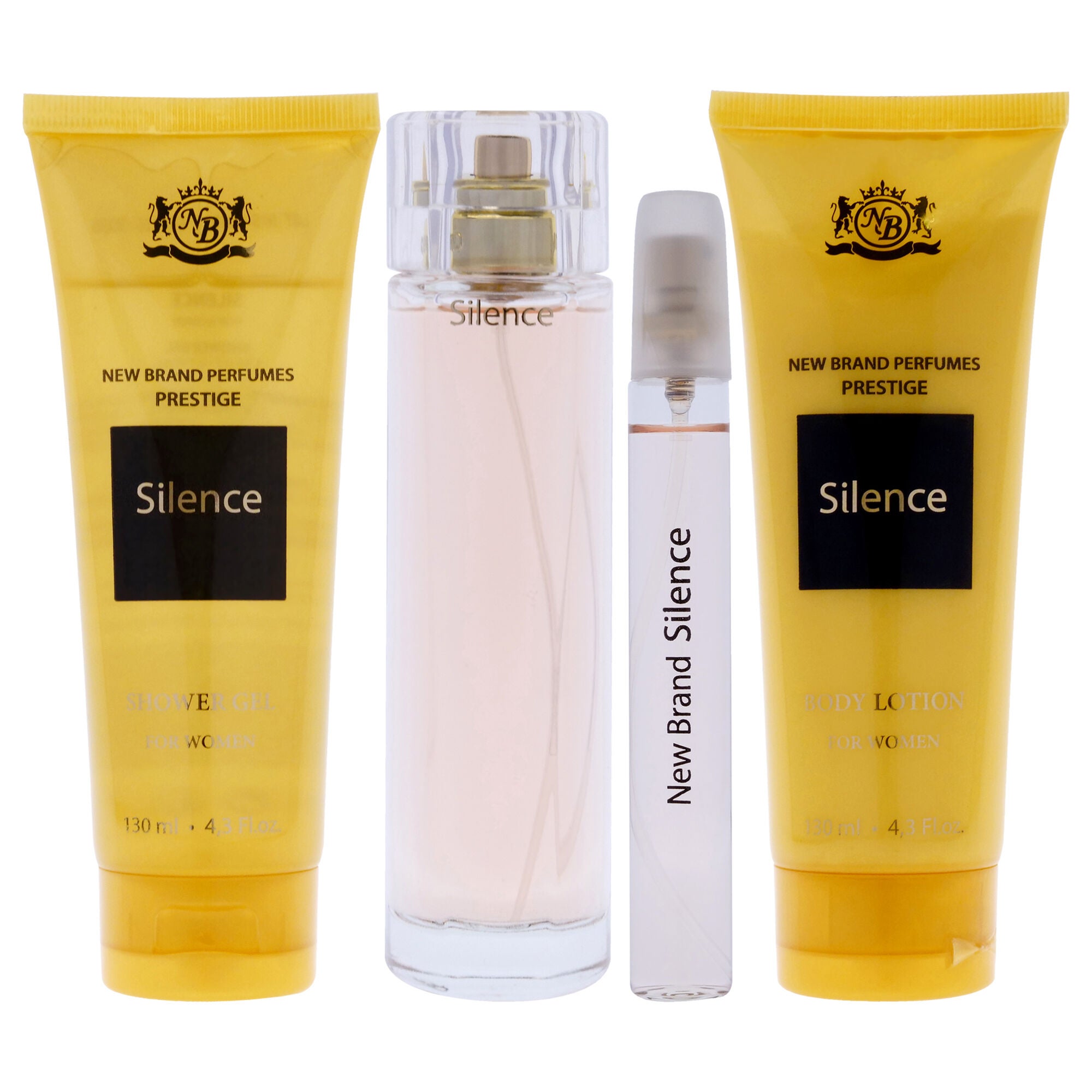 Prestige Silence by New Brand for Women - 4 Pc Gift Set 3.3oz EDP Spray, 0.5oz EDP Spray, 4.3oz Shower Gel, 4.3oz Body Lotion, See Description, alternate image number 3