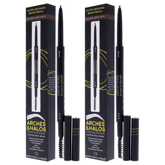 Micro Defining Brow Pencil - Warm Brown by Arches and Halos for Women - 0.003 oz Eyebrow Pencil - Pack of 2, NA, alternate image number null