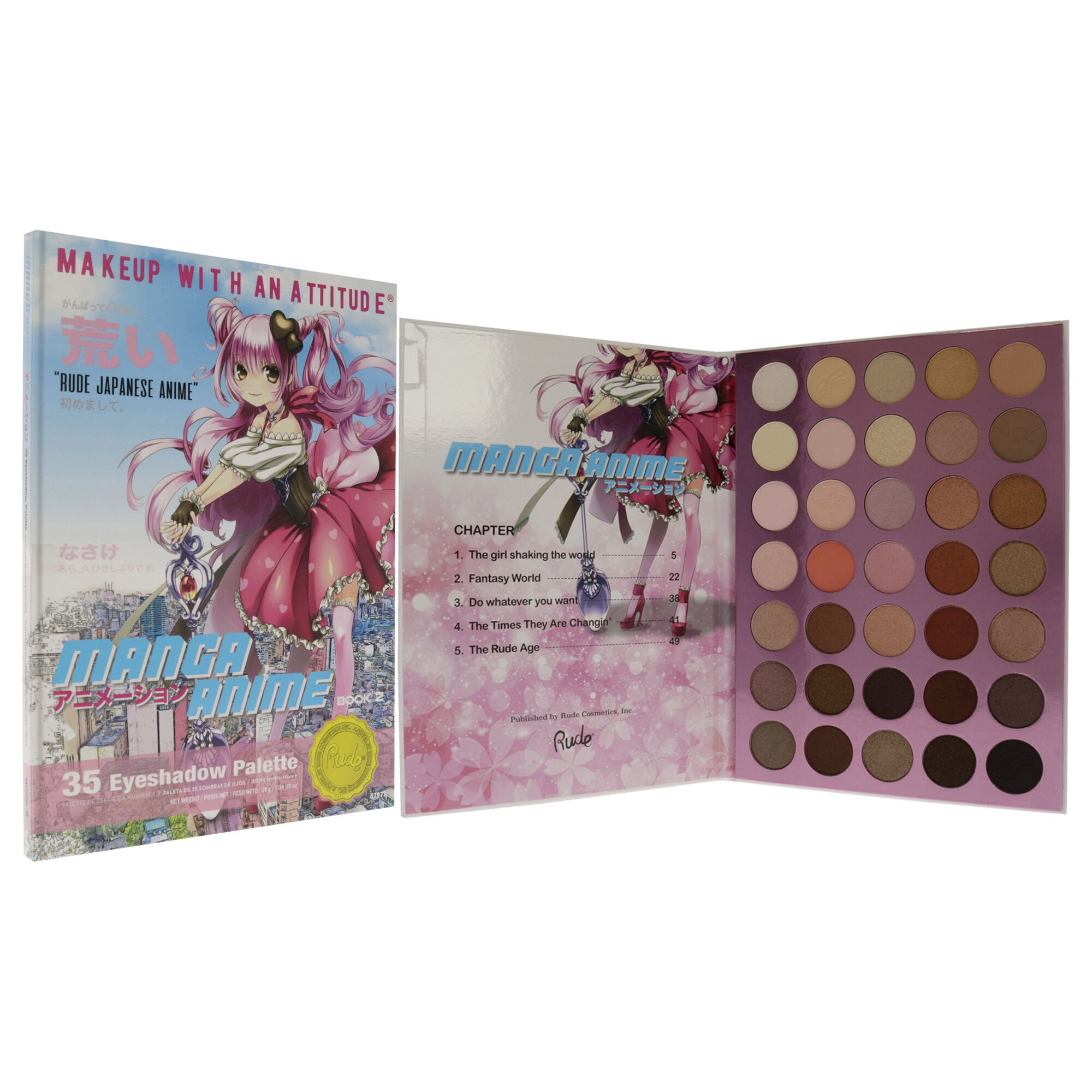 Manga Anime 35 Eyeshadow Palette Book 2 by Rude Cosmetics for Women - 1.34 oz Eye Shadow, See Description, alternate image number 1