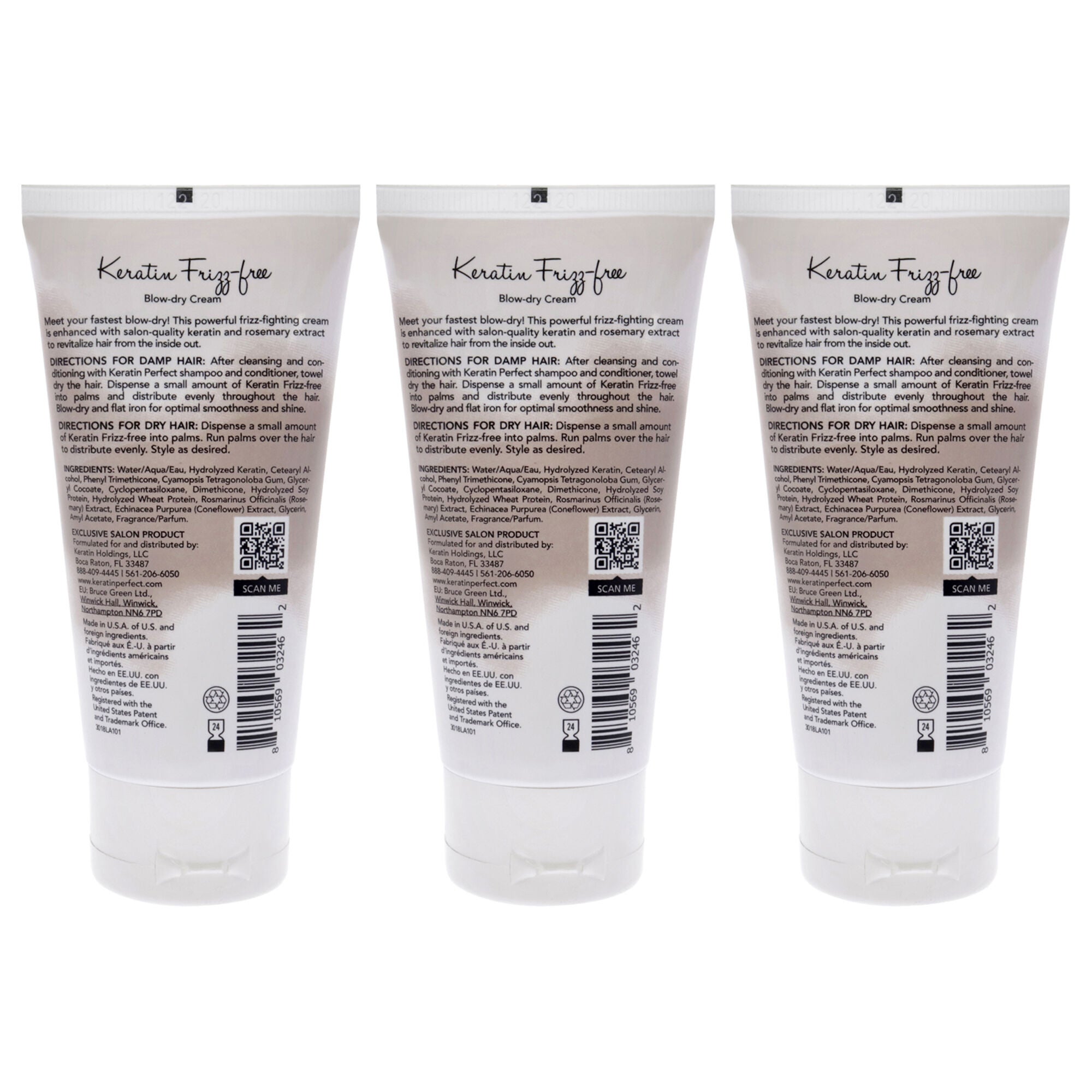Keratin Frizz-Free Bow Dry Cream by Keratin Perfect for Unisex - 2.5 oz Cream - Pack of 3, See Description, alternate image number 2