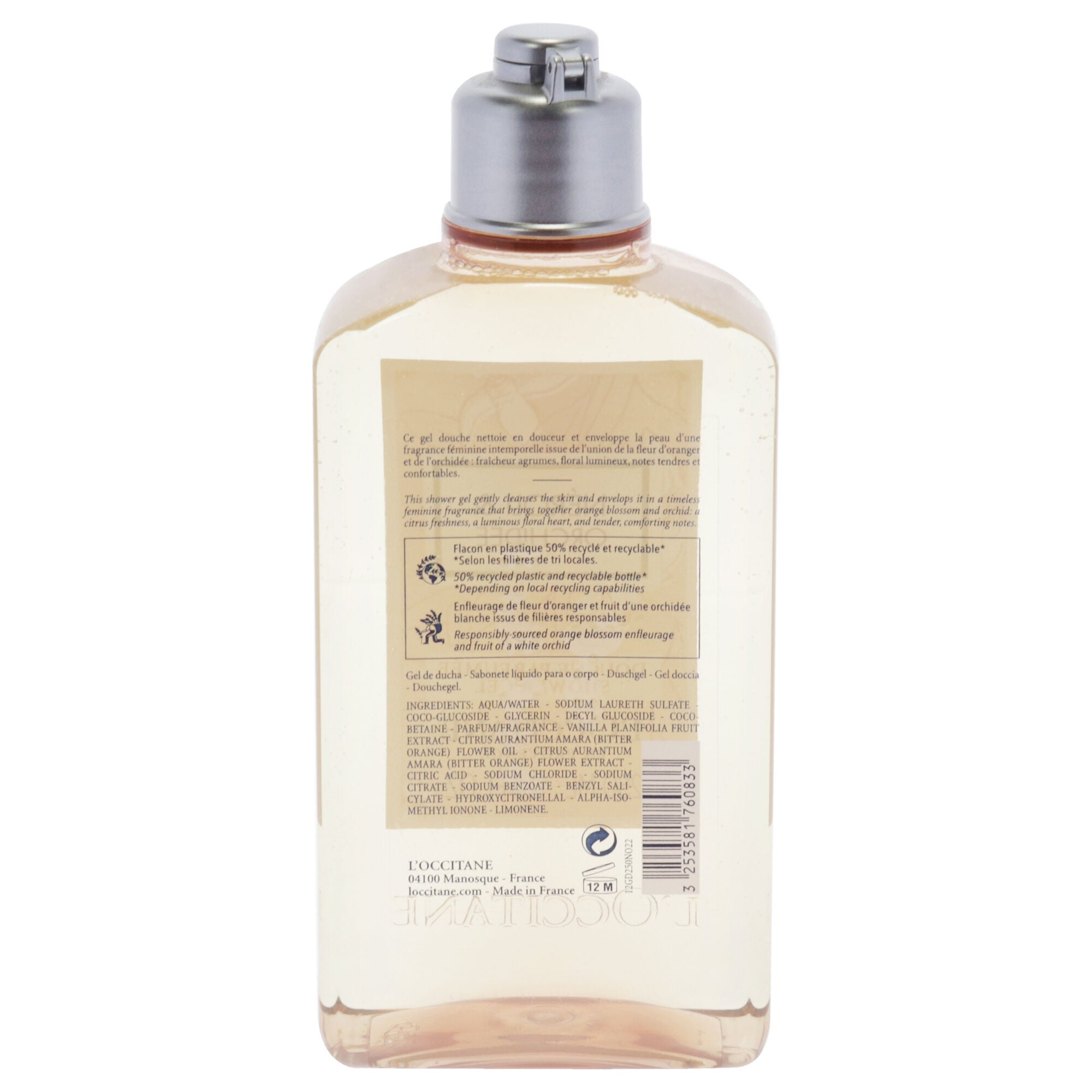 Neroli and Orchidee Shower Gel by LOccitane for Unisex - 8.2 oz Shower Gel, See Description, alternate image number 2