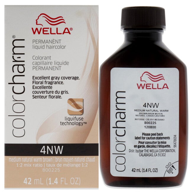 Color Charm Permanent Liquid Haircolor - 4NW Medium Natural Warm Blonde by Wella for Unisex - 1.4 oz Hair Color, NA, hi-res image number null
