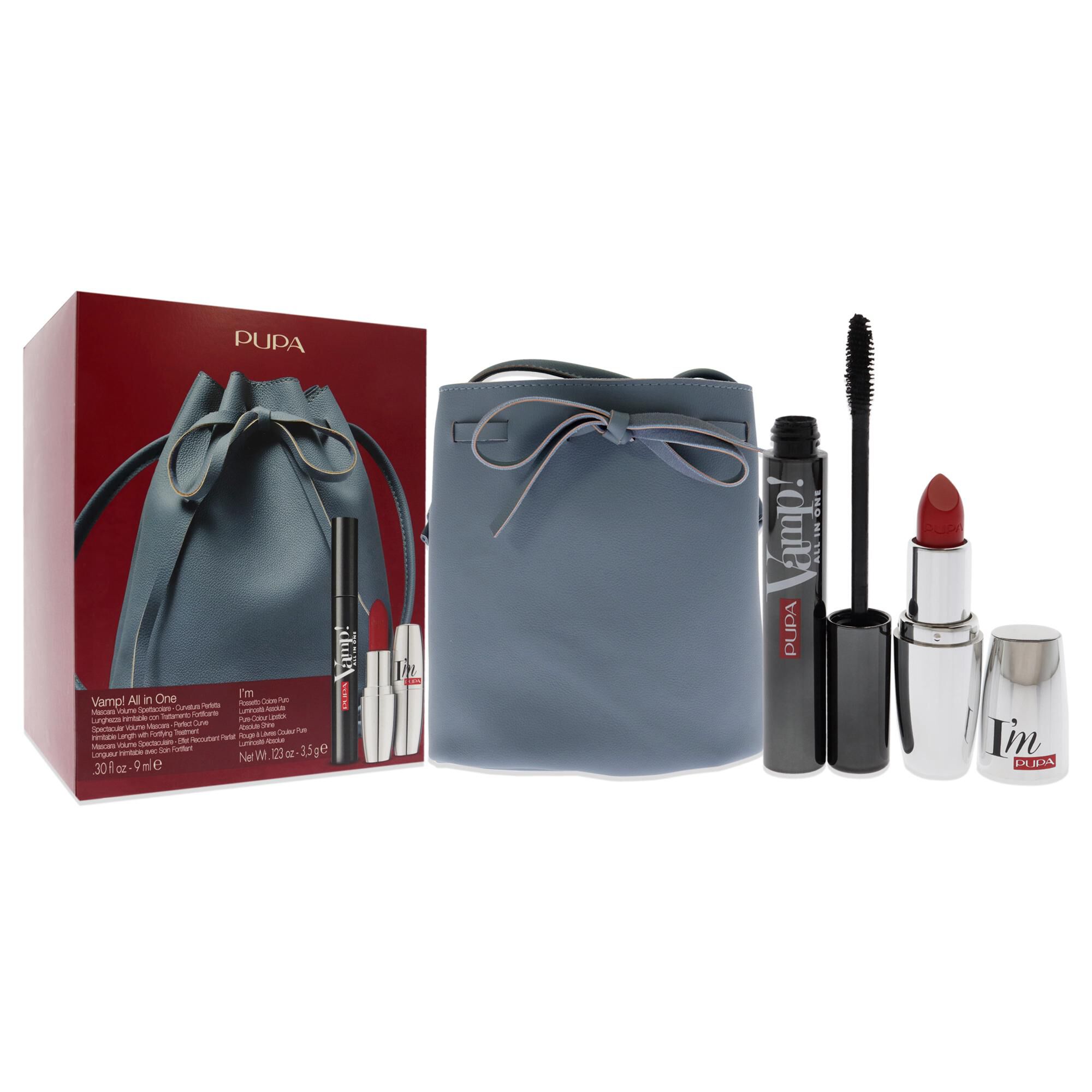 Vamp! All In One and I Am Set by Pupa Milano for Women - 3 Pc 0.30oz amp! All In One Mascara - 101 Black, 0.123oz Lipstick - 303, Bucket Bag, , alternate image number 5